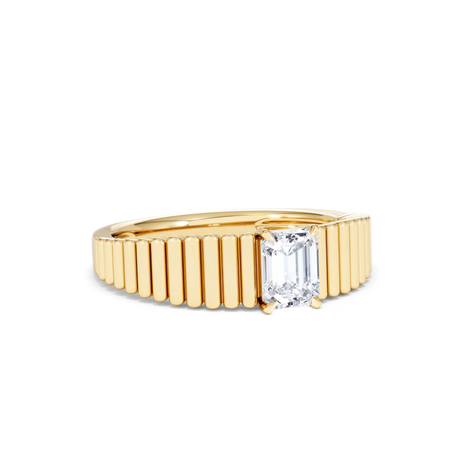 Flute 0.50ct Emerald Cut Lab Grown Diamond Solitaire Ring 18K Yellow Gold - Image 14