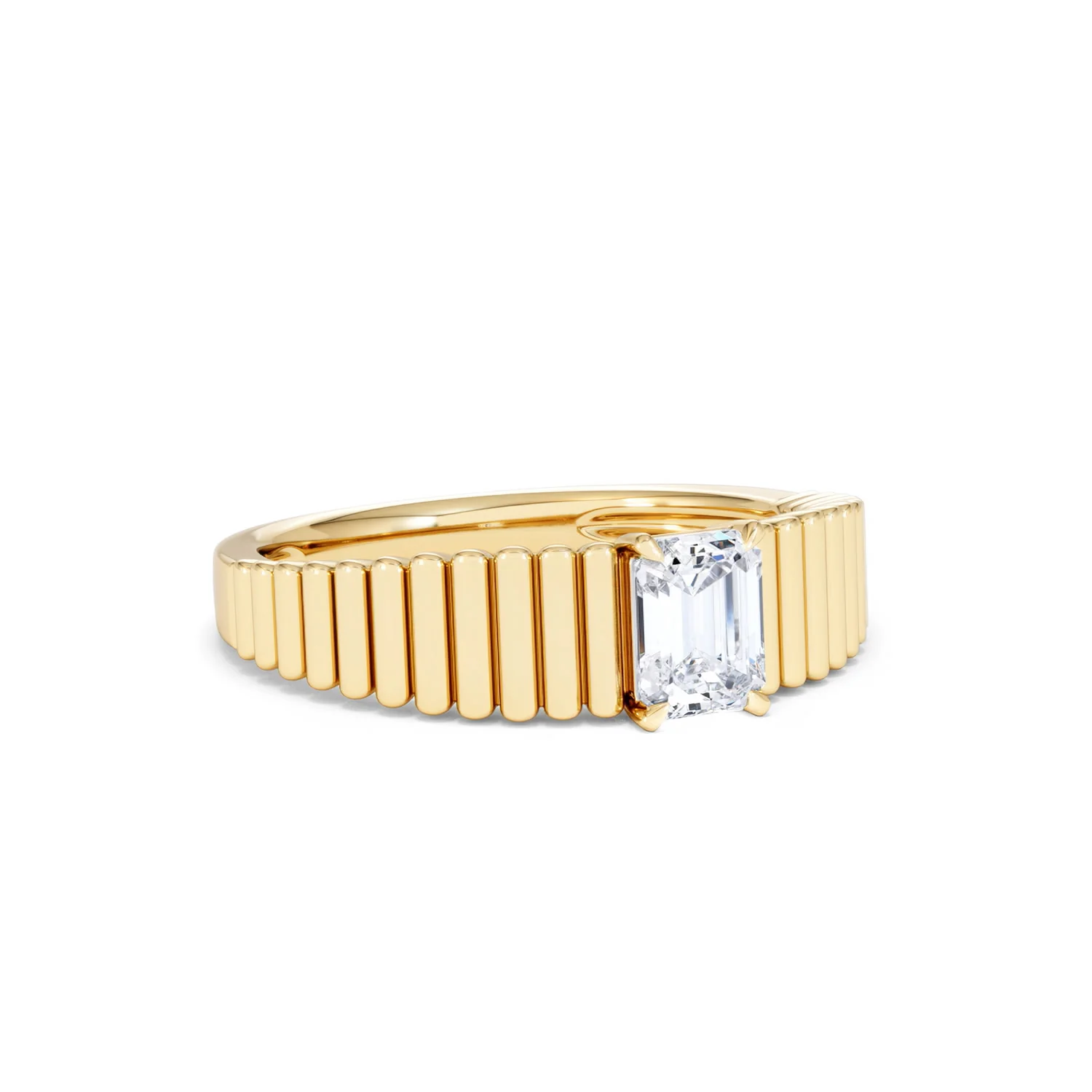 Flute 0.50ct Emerald Cut Lab Grown Diamond Solitaire Ring 18K Yellow Gold - Image 15