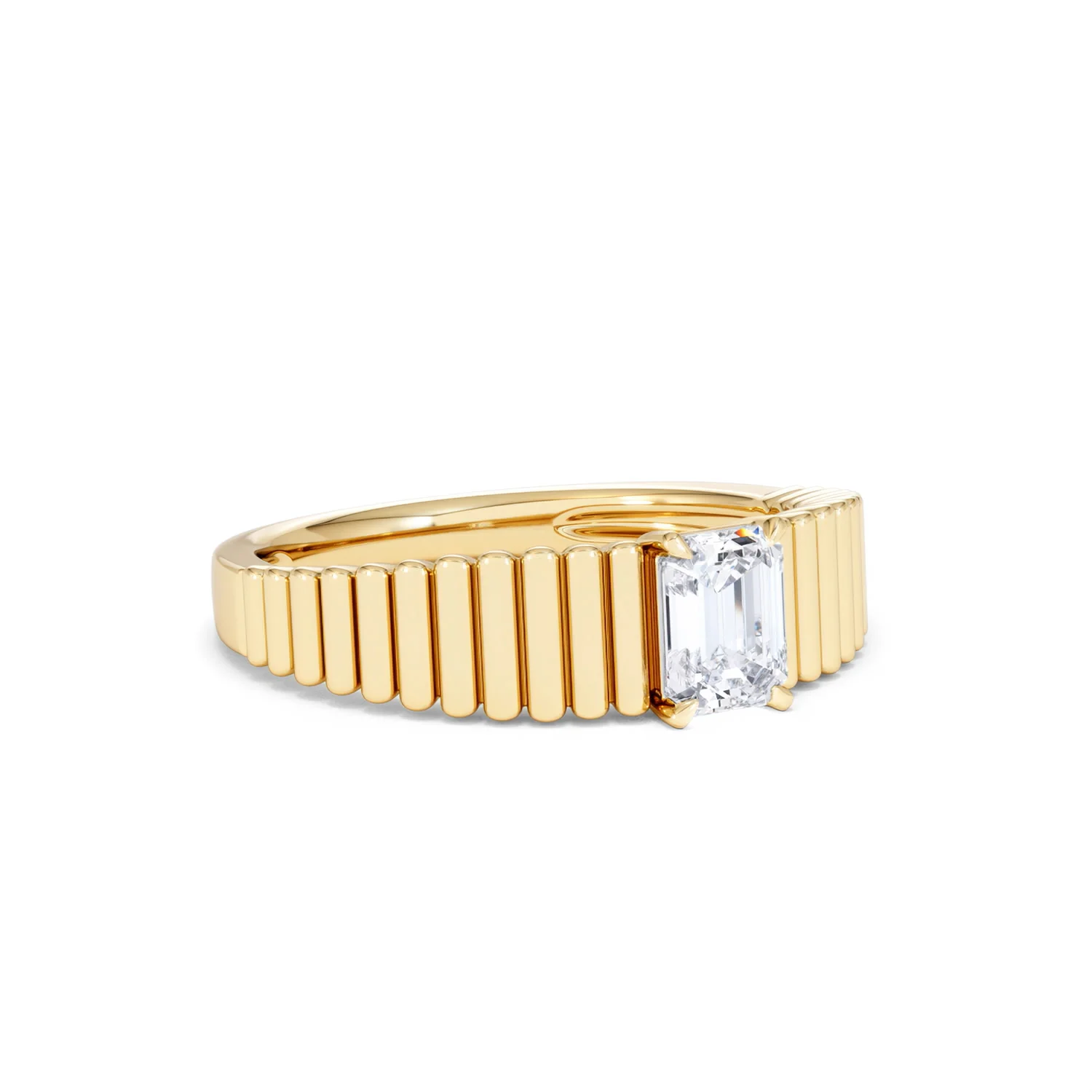 Flute 0.50ct Emerald Cut Lab Grown Diamond Solitaire Ring 18K Yellow Gold - Image 16