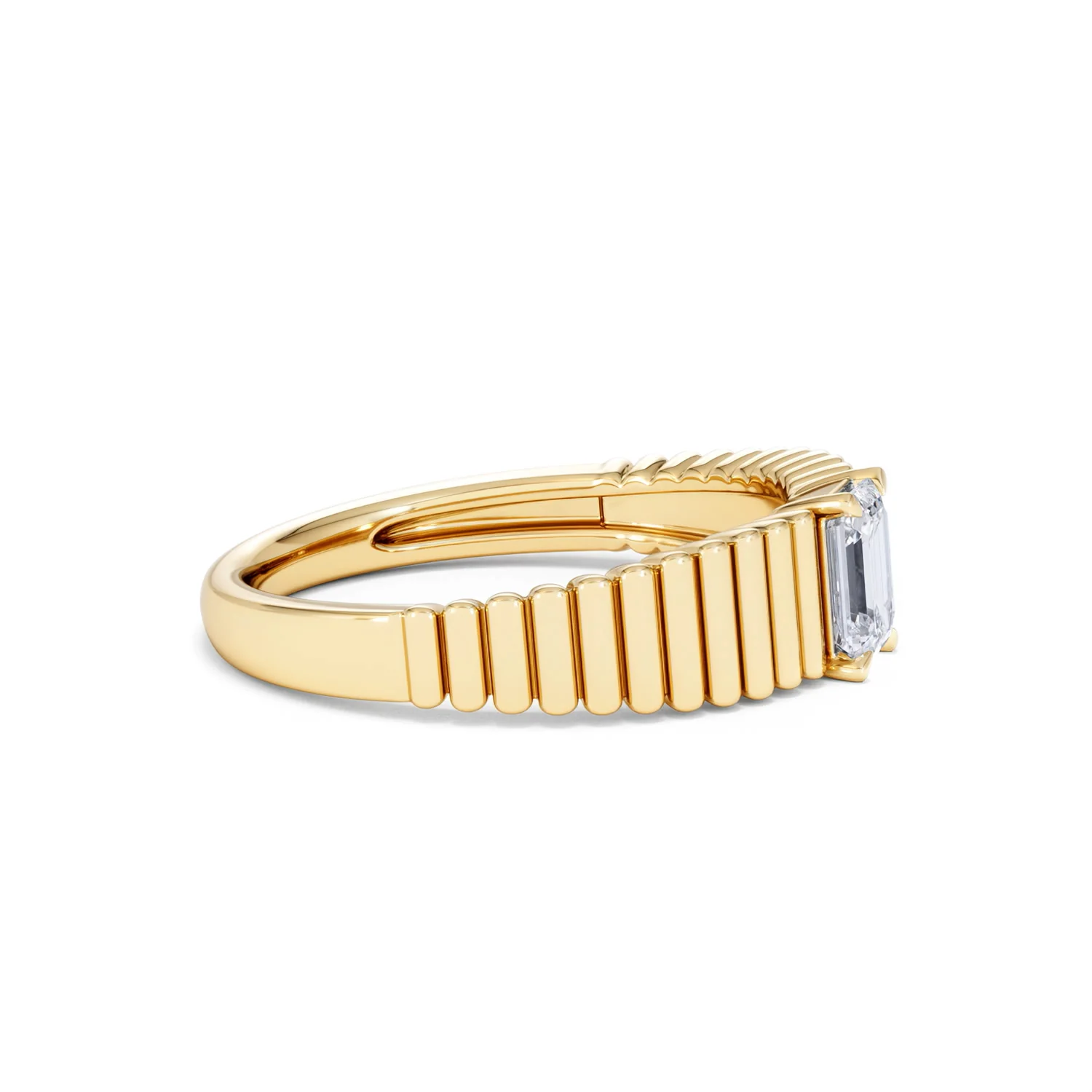 Flute 0.50ct Emerald Cut Lab Grown Diamond Solitaire Ring 18K Yellow Gold - Image 25