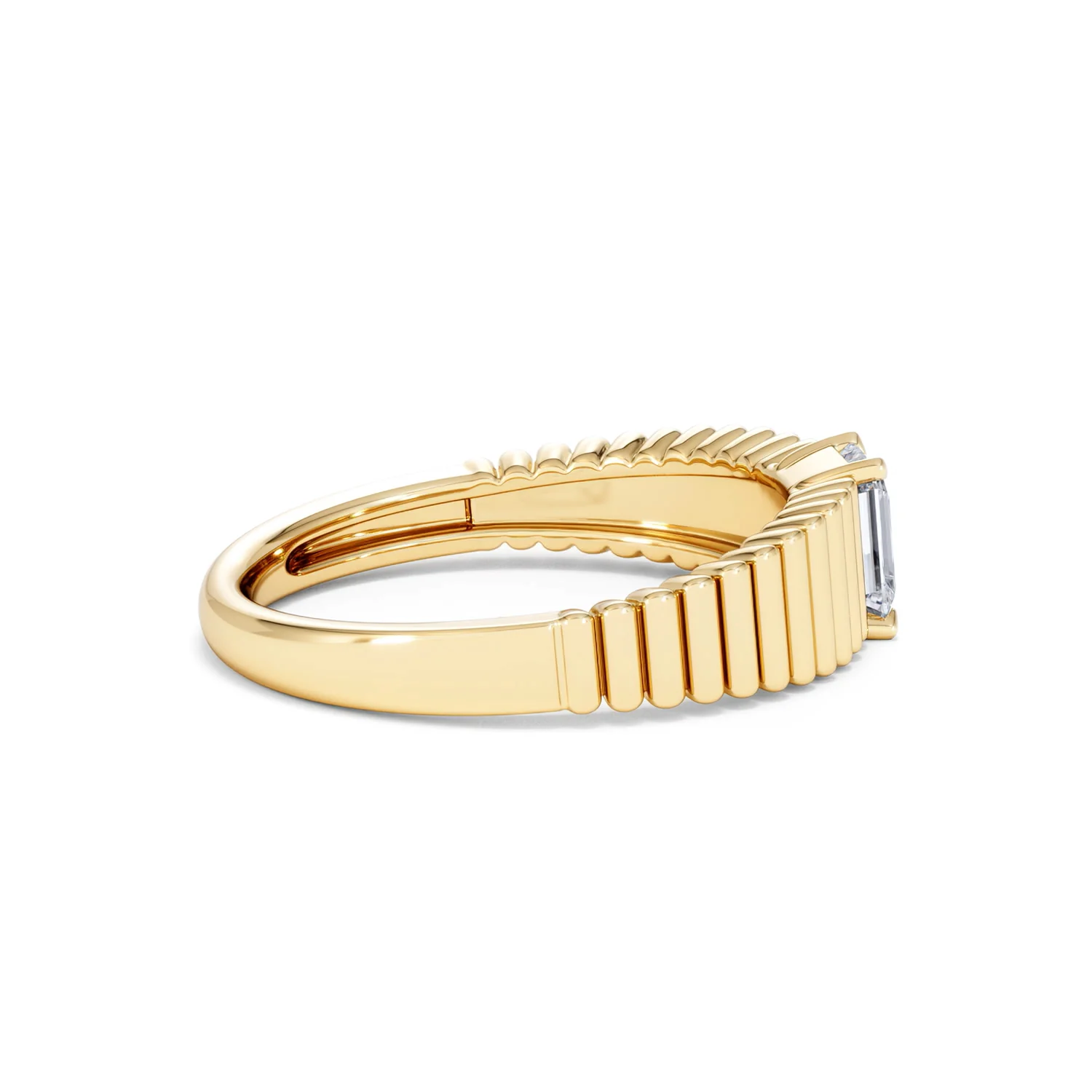 Flute 0.50ct Emerald Cut Lab Grown Diamond Solitaire Ring 18K Yellow Gold - Image 31