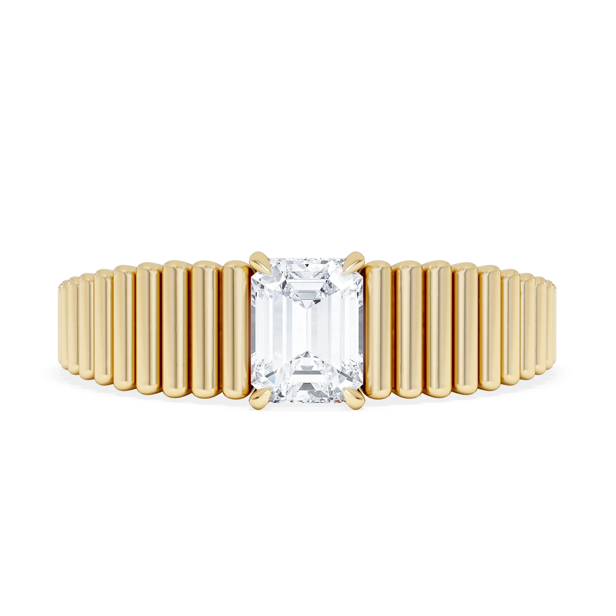 Flute 0.50ct Emerald Cut Lab Grown Diamond Solitaire Ring 18K Yellow Gold - Image 7