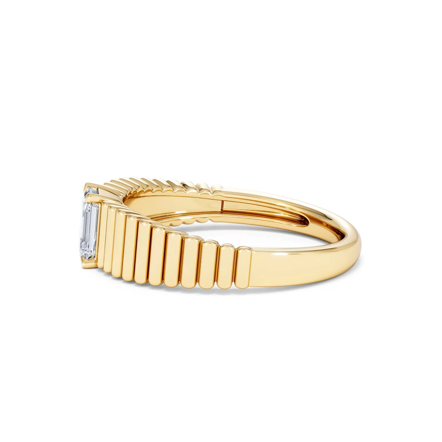 Flute 0.50ct Emerald Cut Lab Grown Diamond Solitaire Ring 18K Yellow Gold - Image 70