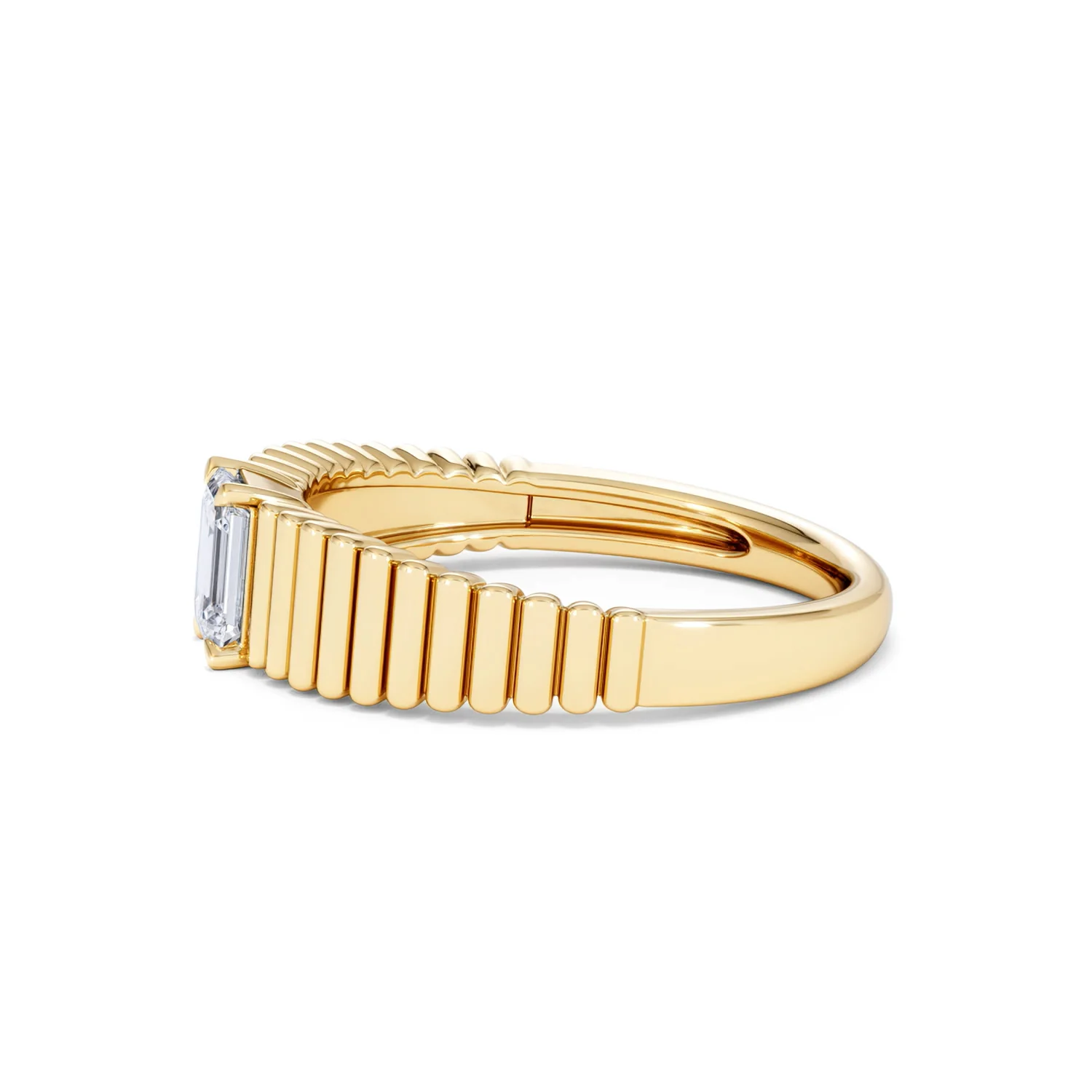 Flute 0.50ct Emerald Cut Lab Grown Diamond Solitaire Ring 18K Yellow Gold - Image 71