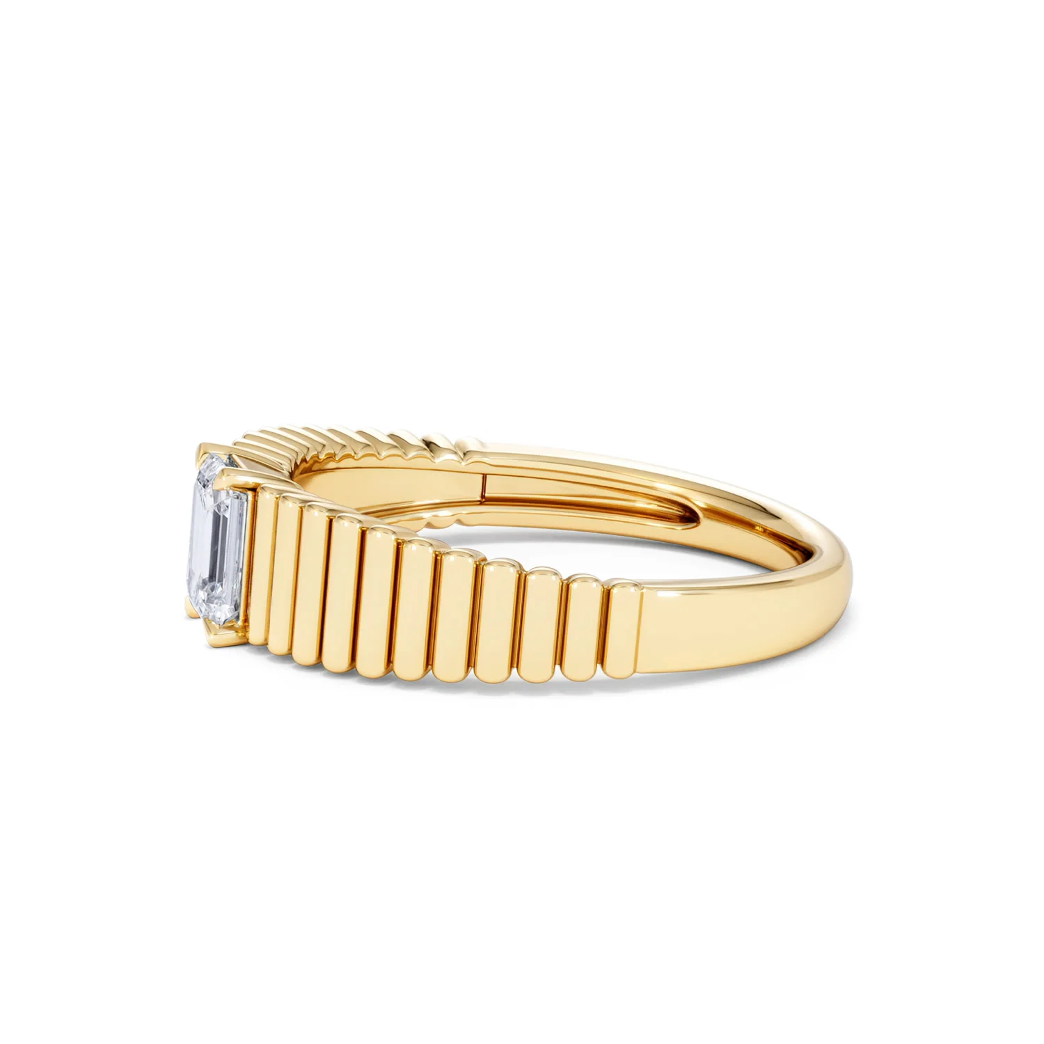Flute 0.50ct Emerald Cut Lab Grown Diamond Solitaire Ring 18K Yellow Gold - Image 72