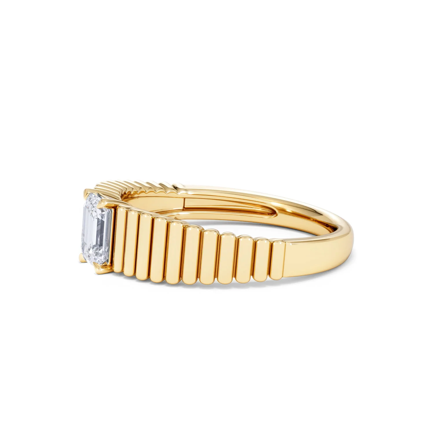 Flute 0.50ct Emerald Cut Lab Grown Diamond Solitaire Ring 18K Yellow Gold - Image 74