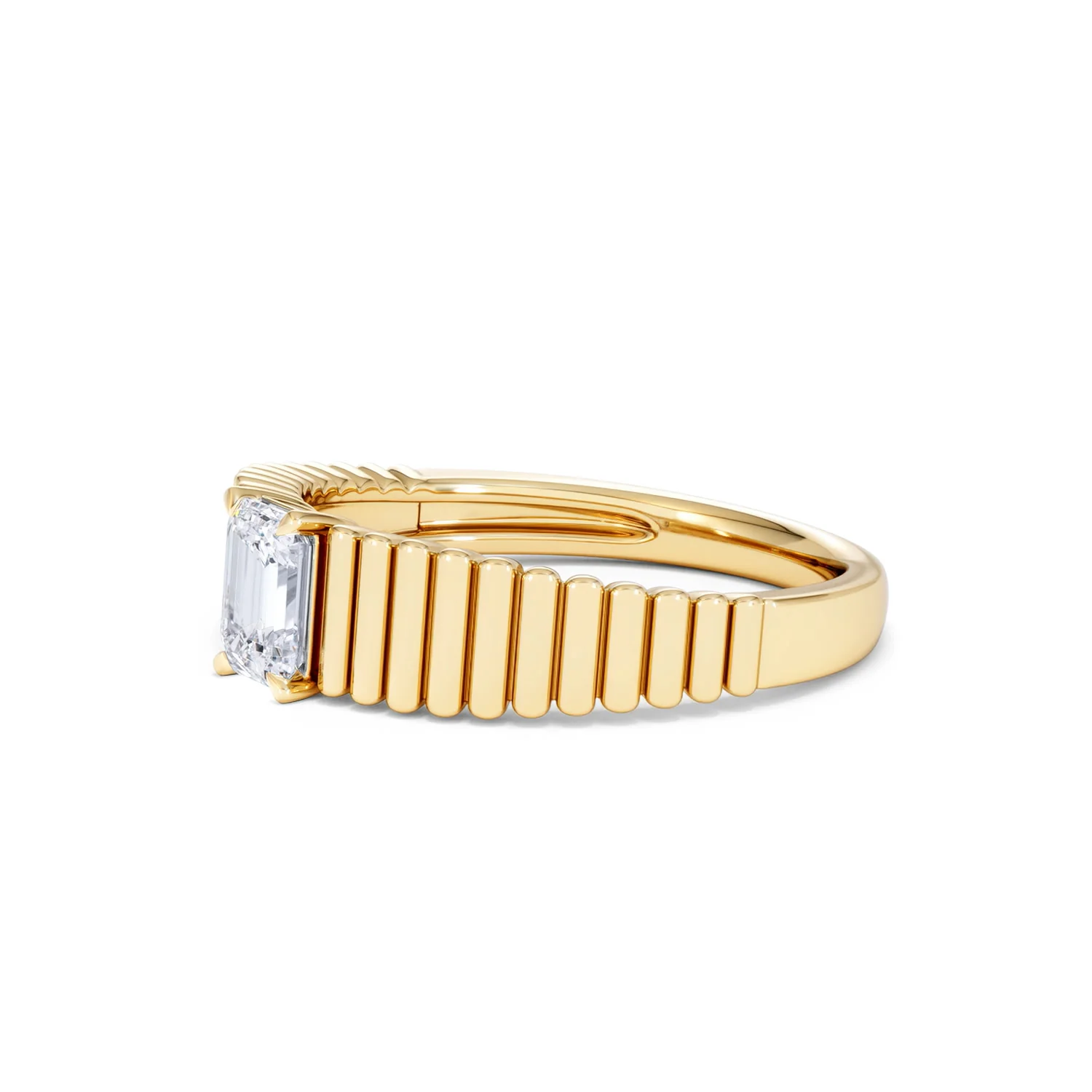 Flute 0.50ct Emerald Cut Lab Grown Diamond Solitaire Ring 18K Yellow Gold - Image 76