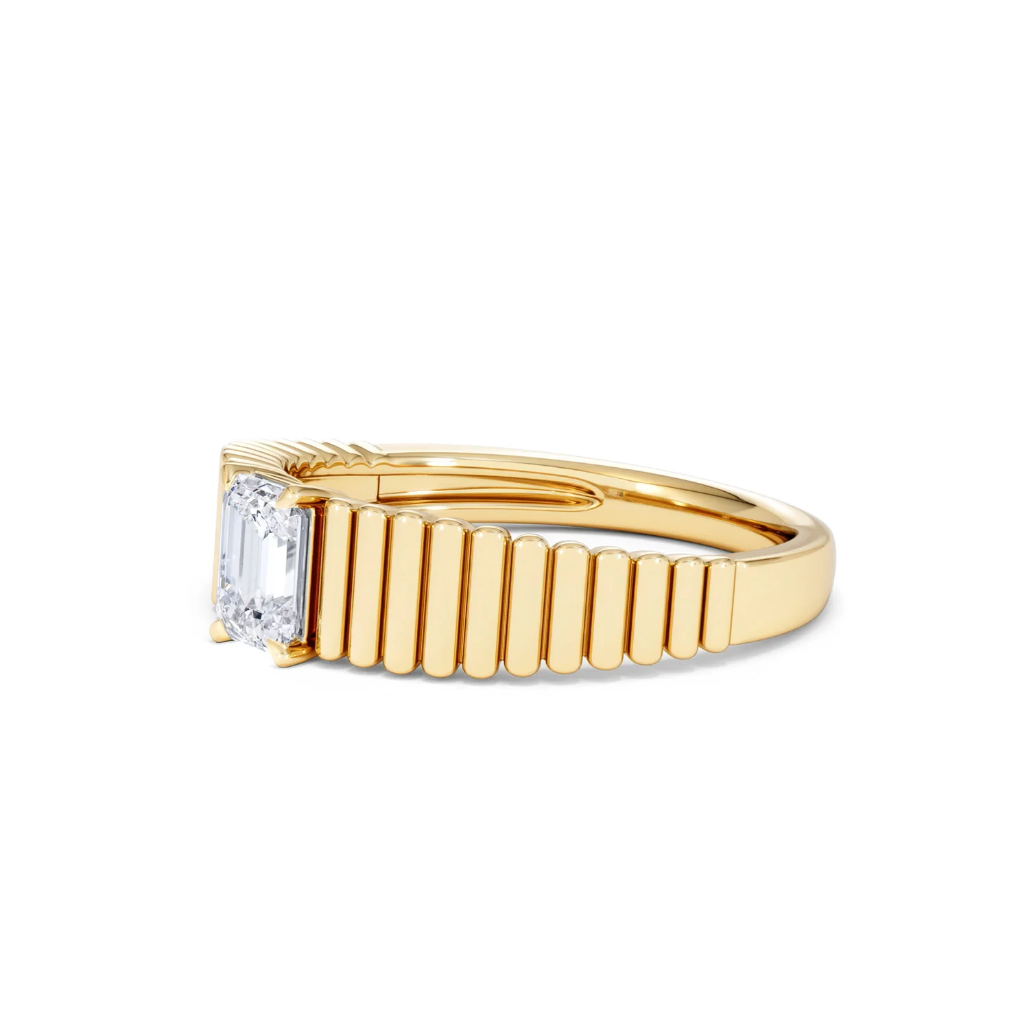 Flute 0.50ct Emerald Cut Lab Grown Diamond Solitaire Ring 18K Yellow Gold - Image 77