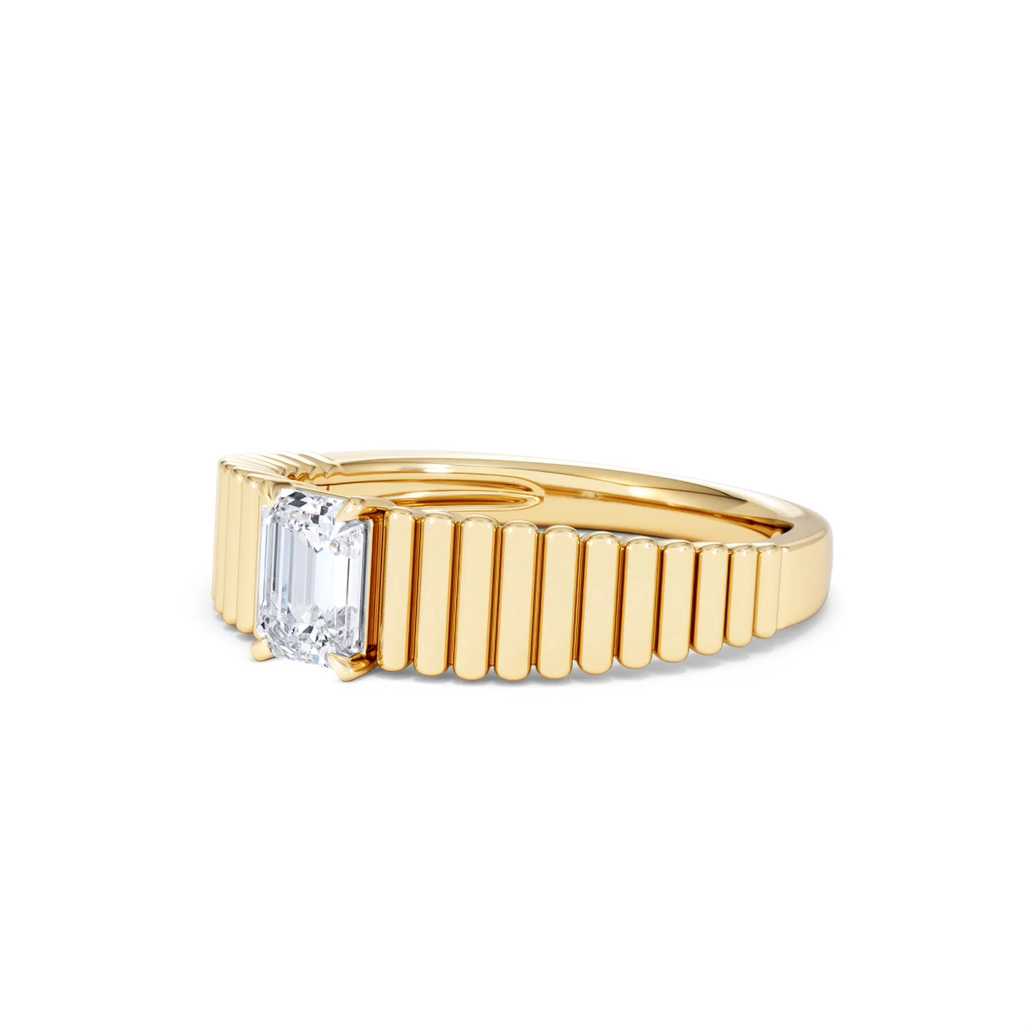 Flute 0.50ct Emerald Cut Lab Grown Diamond Solitaire Ring 18K Yellow Gold - Image 80