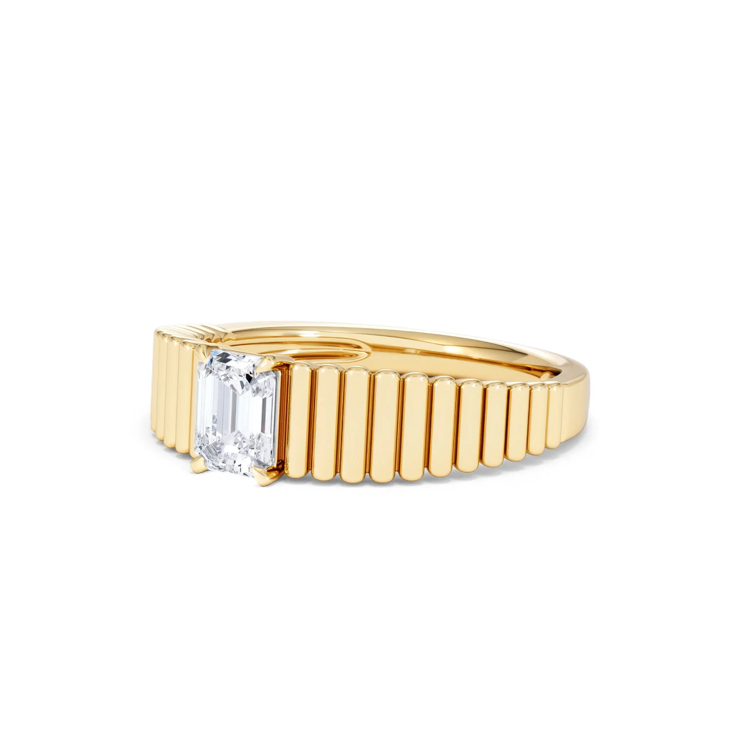 Flute 0.50ct Emerald Cut Lab Grown Diamond Solitaire Ring 18K Yellow Gold - Image 81