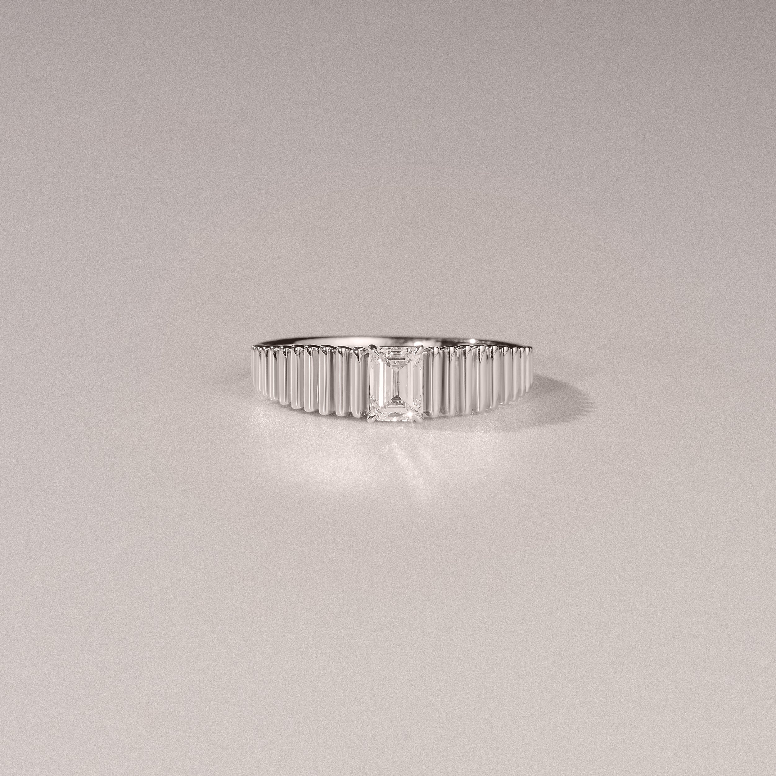 Flute 0.50ct Emerald Cut Lab Grown Diamond Solitaire Ring in Platinum - Image 6