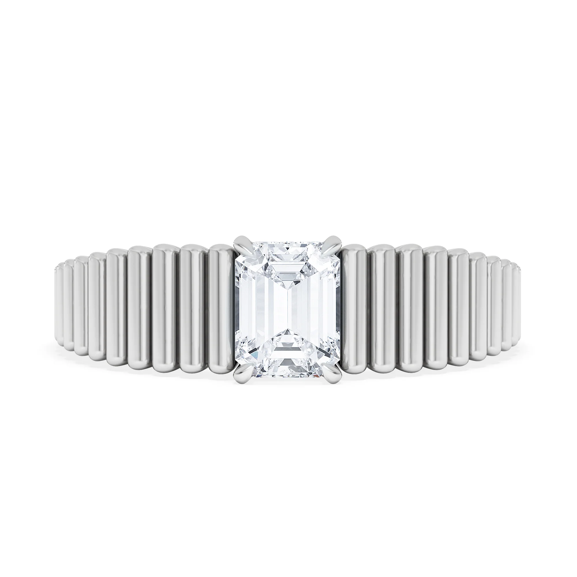 Flute 0.50ct Emerald Cut Lab Grown Diamond Solitaire Ring in Platinum - Image 7