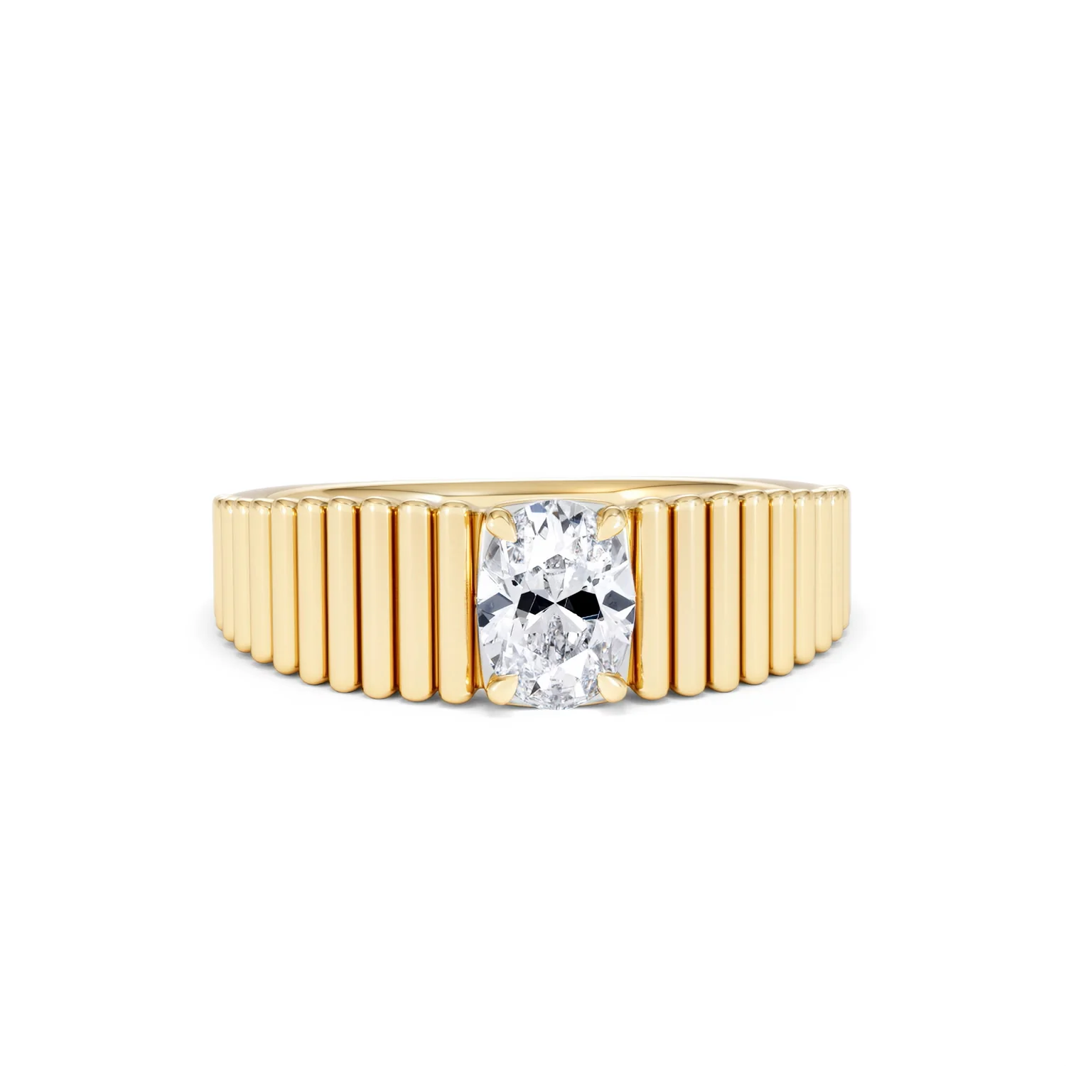 Flute 0.50ct Oval Cut Lab Grown Diamond Solitaire Ring 18K Yellow Gold - Image 10