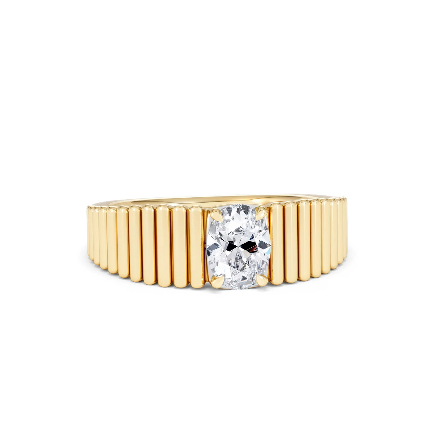 Flute 0.50ct Oval Cut Lab Grown Diamond Solitaire Ring 18K Yellow Gold - Image 11