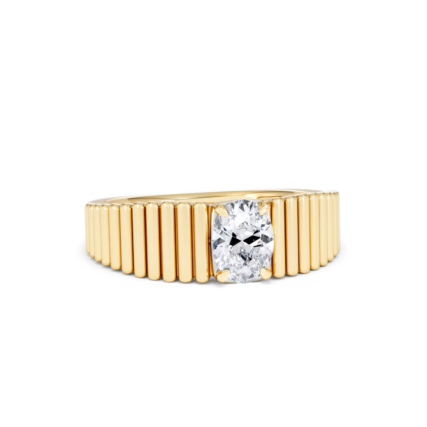 Flute 0.50ct Oval Cut Lab Grown Diamond Solitaire Ring 18K Yellow Gold - Image 12