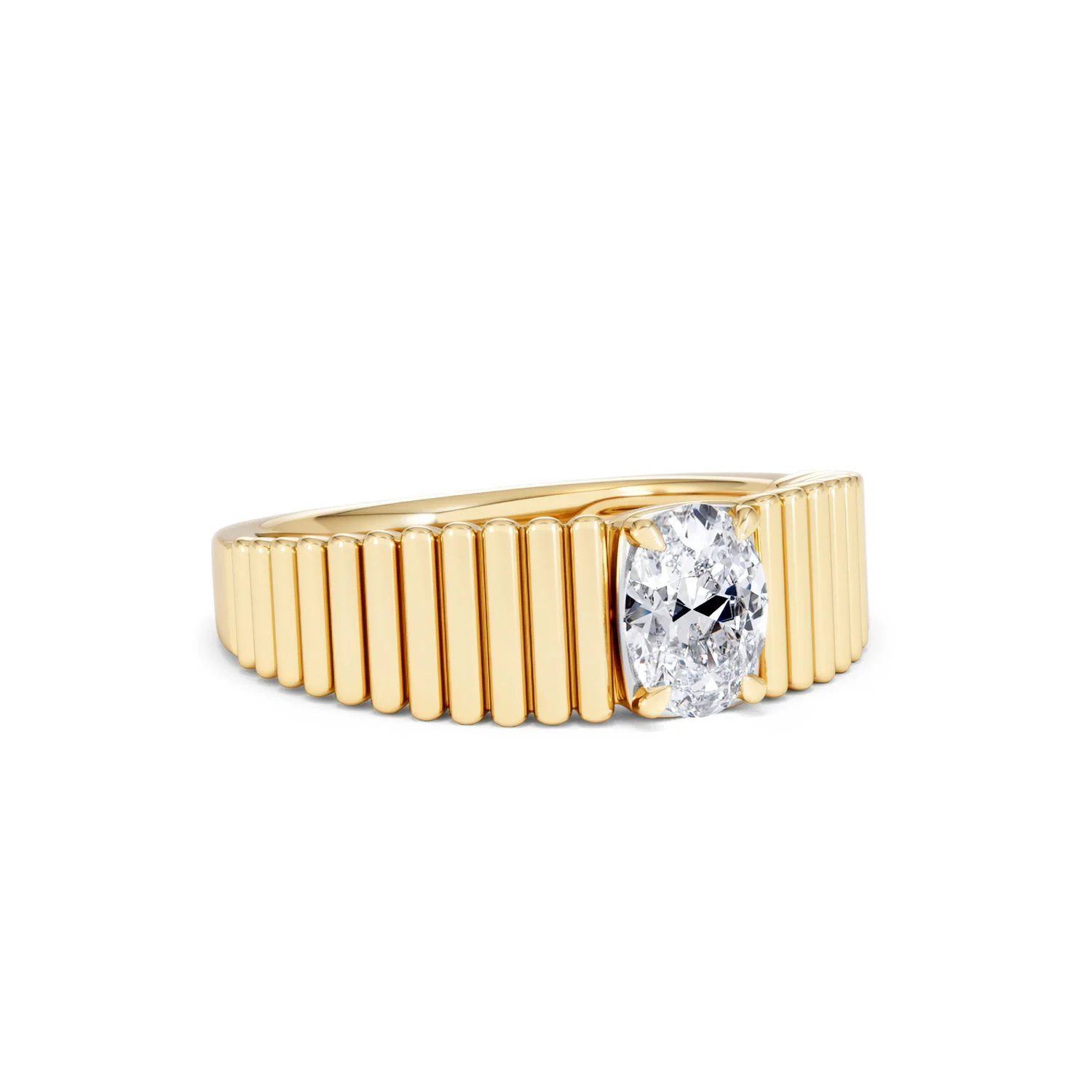 Flute 0.50ct Oval Cut Lab Grown Diamond Solitaire Ring 18K Yellow Gold - Image 15