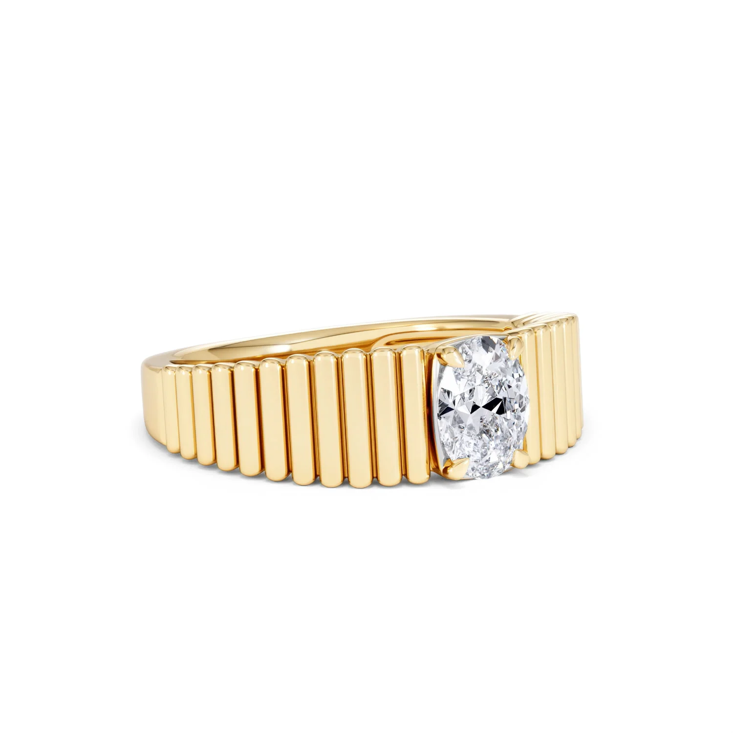 Flute 0.50ct Oval Cut Lab Grown Diamond Solitaire Ring 18K Yellow Gold - Image 16