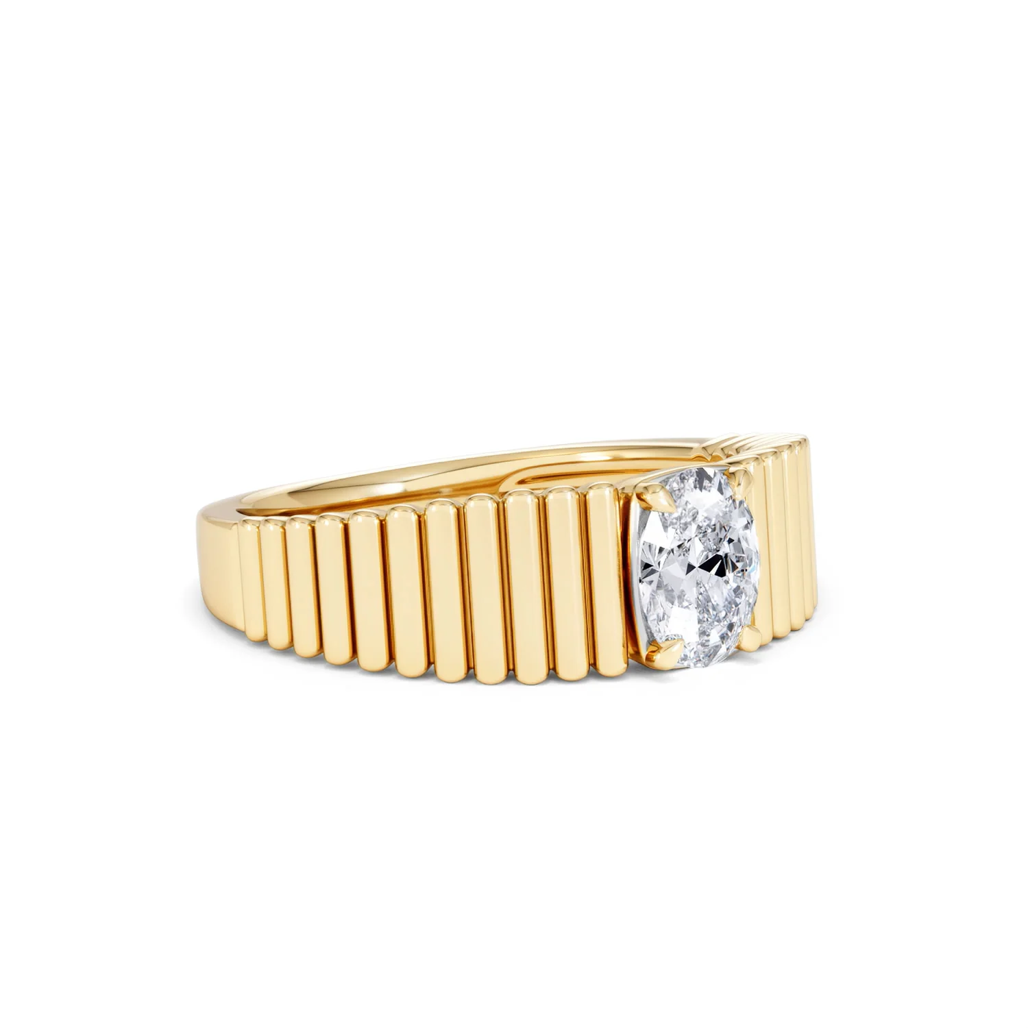 Flute 0.50ct Oval Cut Lab Grown Diamond Solitaire Ring 18K Yellow Gold - Image 17