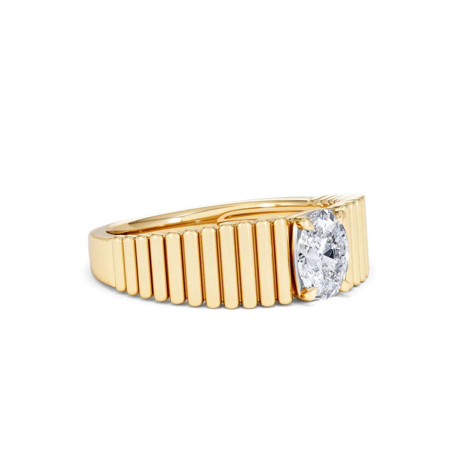 Flute 0.50ct Oval Cut Lab Grown Diamond Solitaire Ring 18K Yellow Gold - Image 18