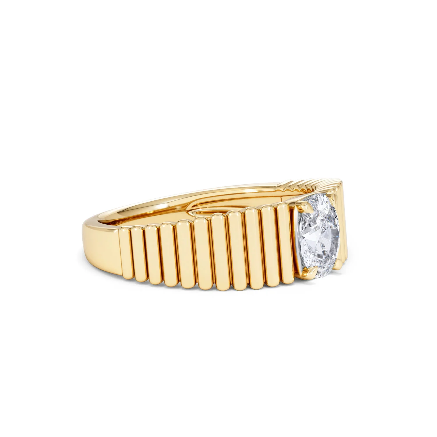 Flute 0.50ct Oval Cut Lab Grown Diamond Solitaire Ring 18K Yellow Gold - Image 20