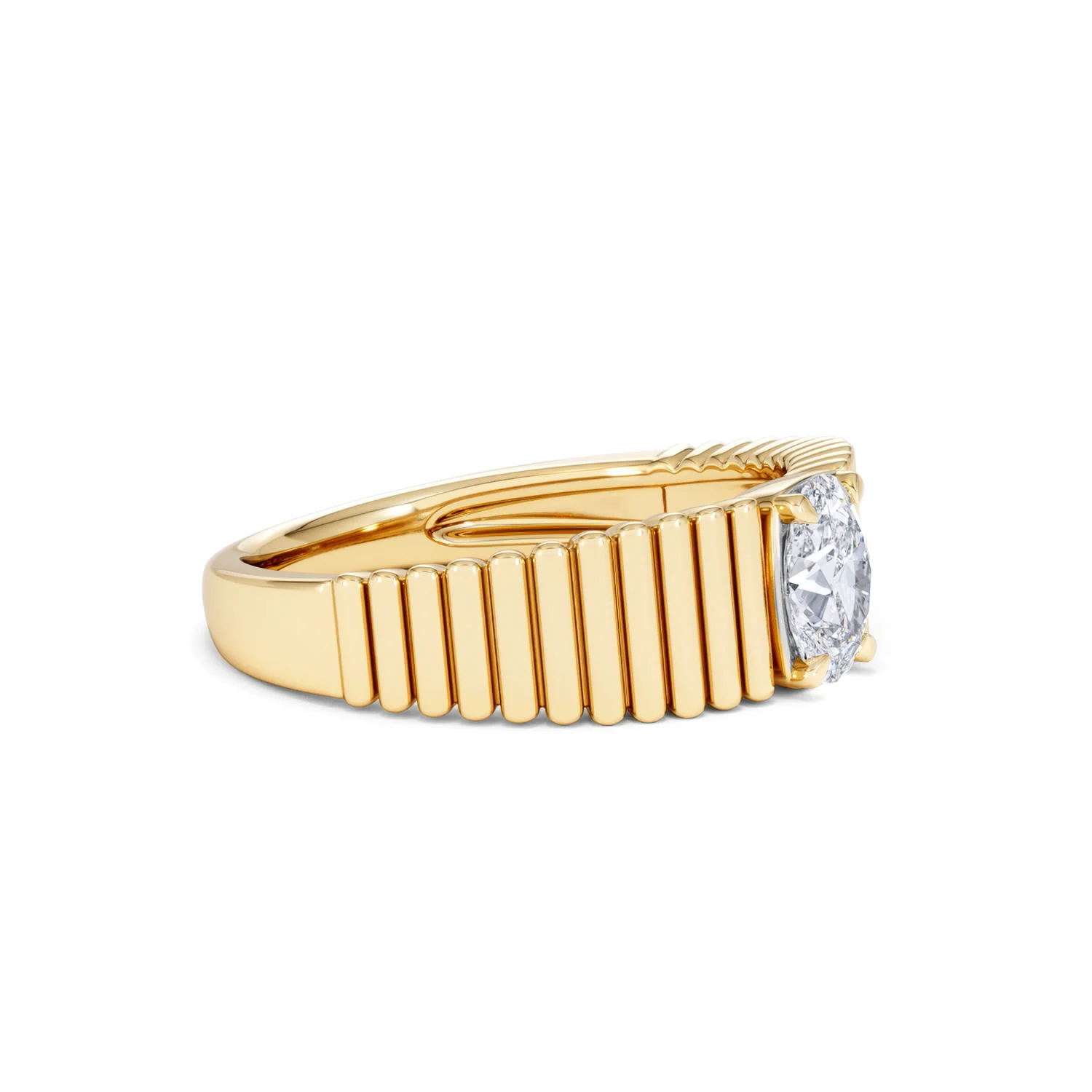 Flute 0.50ct Oval Cut Lab Grown Diamond Solitaire Ring 18K Yellow Gold - Image 22