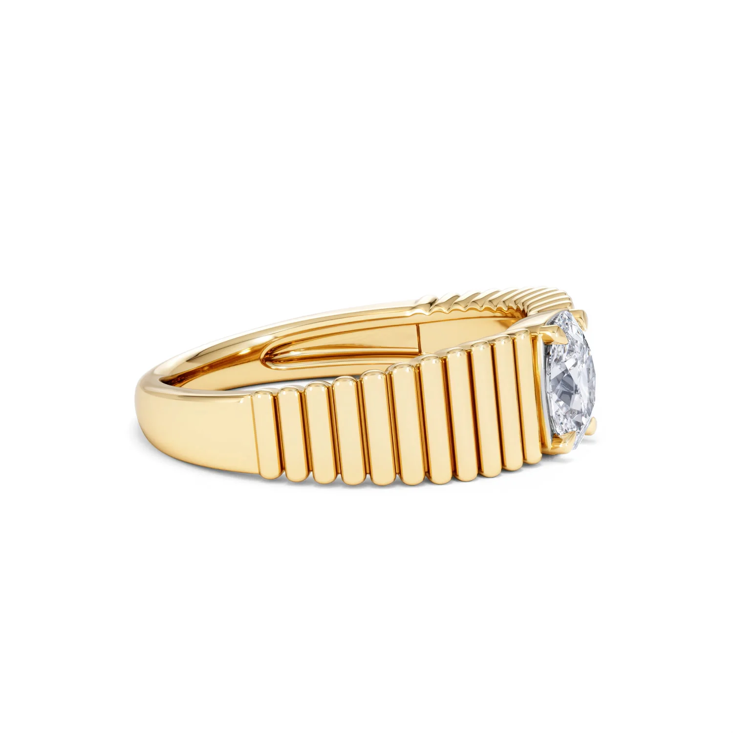 Flute 0.50ct Oval Cut Lab Grown Diamond Solitaire Ring 18K Yellow Gold - Image 24