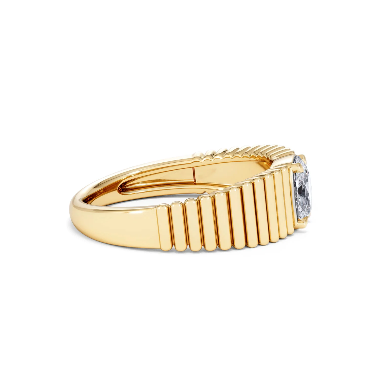 Flute 0.50ct Oval Cut Lab Grown Diamond Solitaire Ring 18K Yellow Gold - Image 27