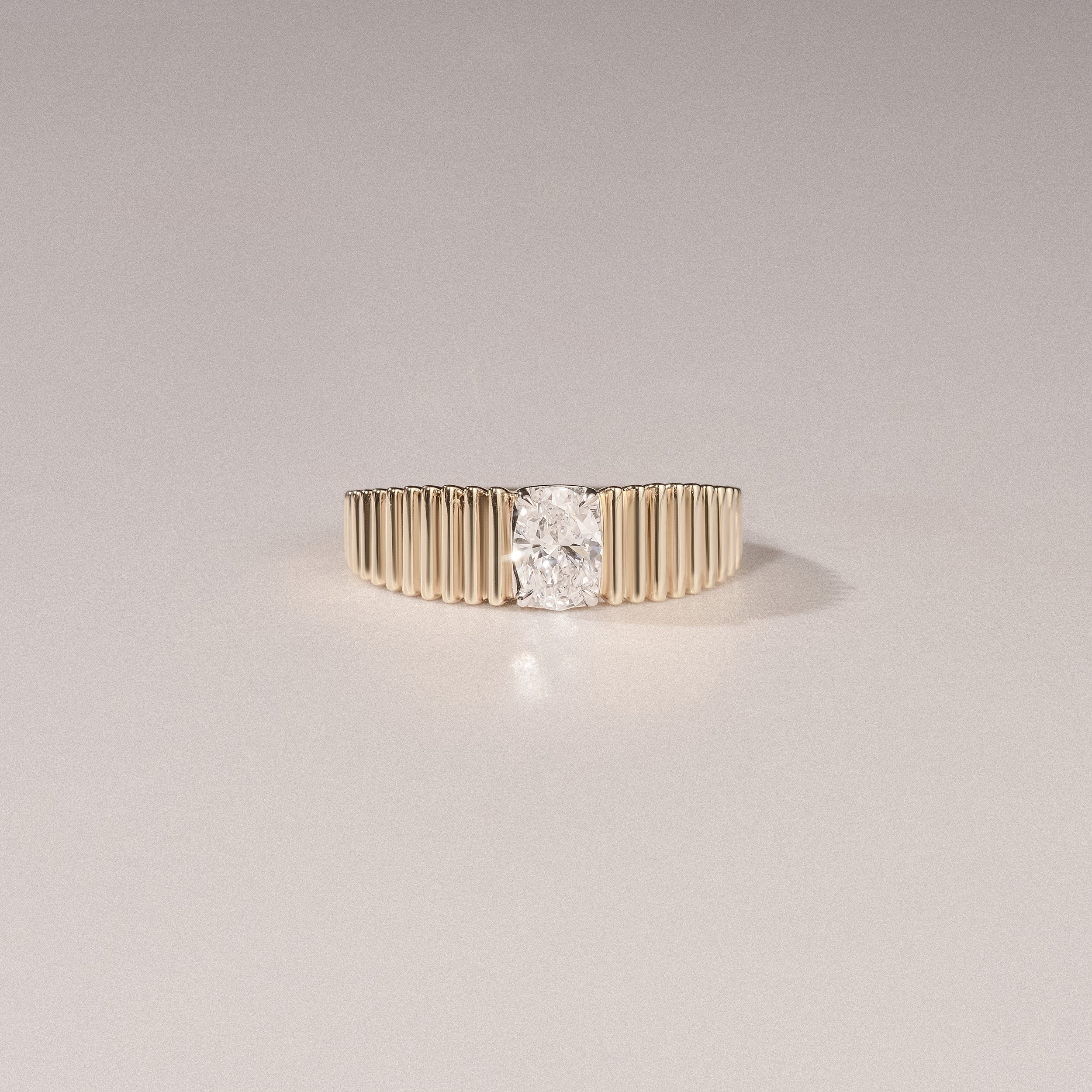 Flute 0.50ct Oval Cut Lab Grown Diamond Solitaire Ring 18K Yellow Gold - Image 6