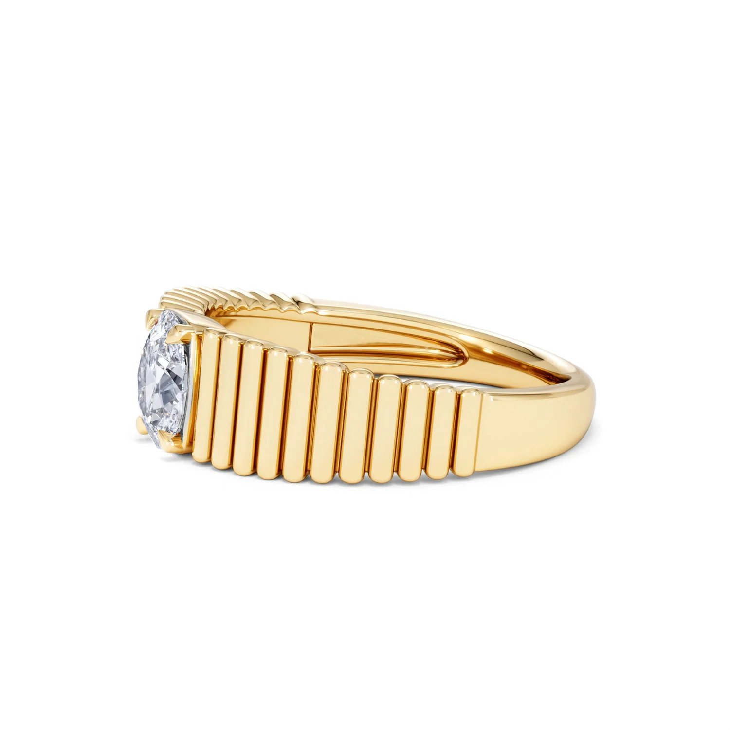 Flute 0.50ct Oval Cut Lab Grown Diamond Solitaire Ring 18K Yellow Gold - Image 74