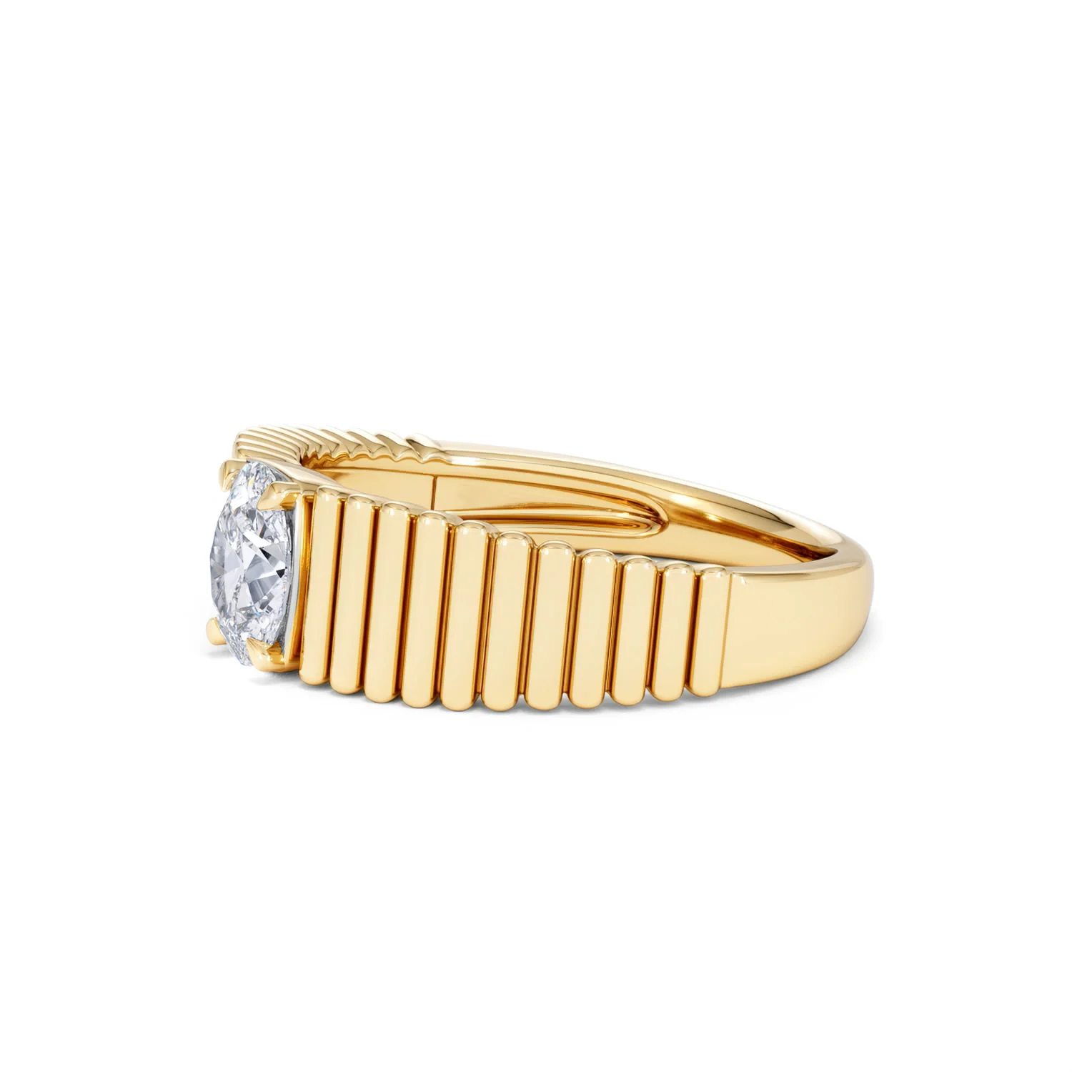 Flute 0.50ct Oval Cut Lab Grown Diamond Solitaire Ring 18K Yellow Gold - Image 75