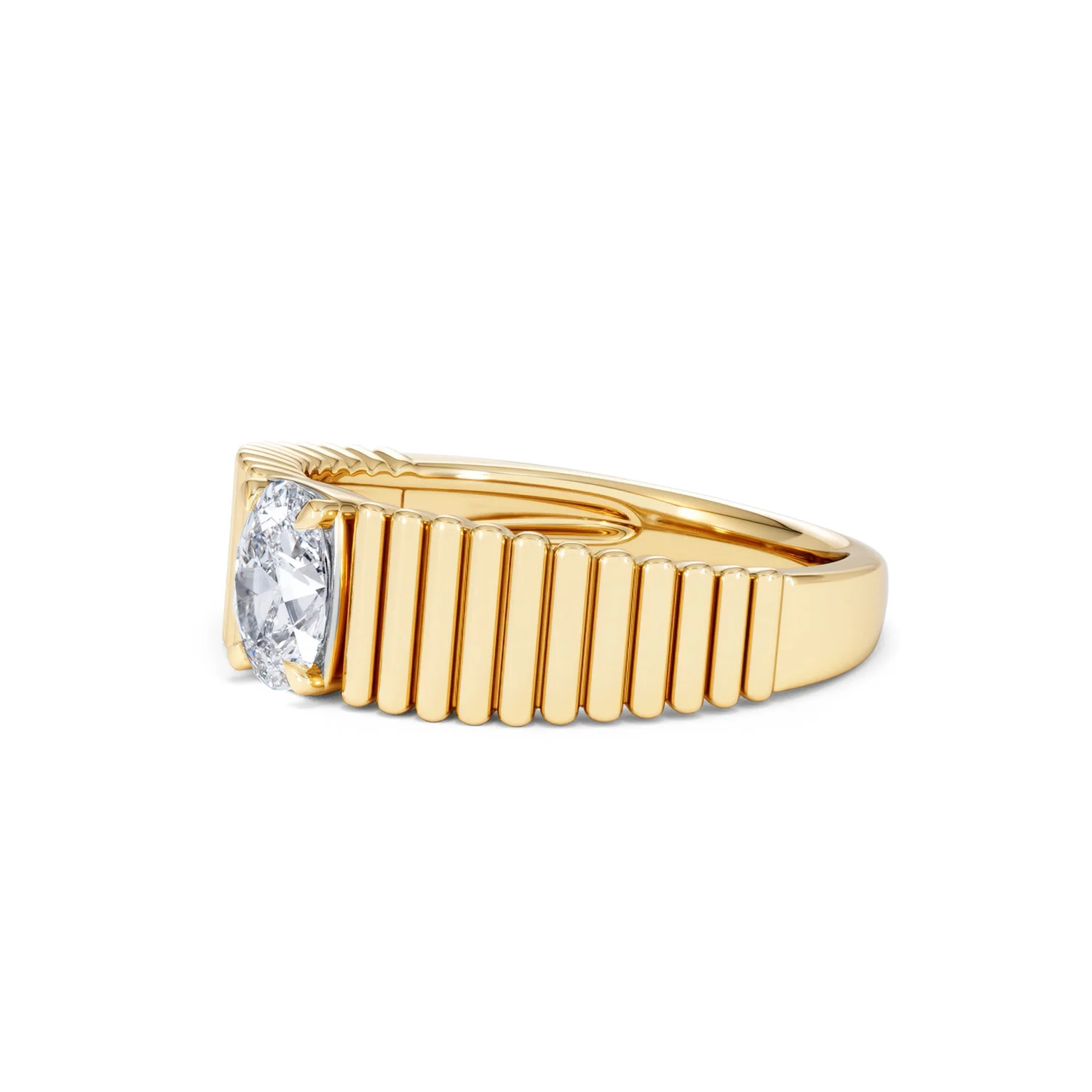 Flute 0.50ct Oval Cut Lab Grown Diamond Solitaire Ring 18K Yellow Gold - Image 77
