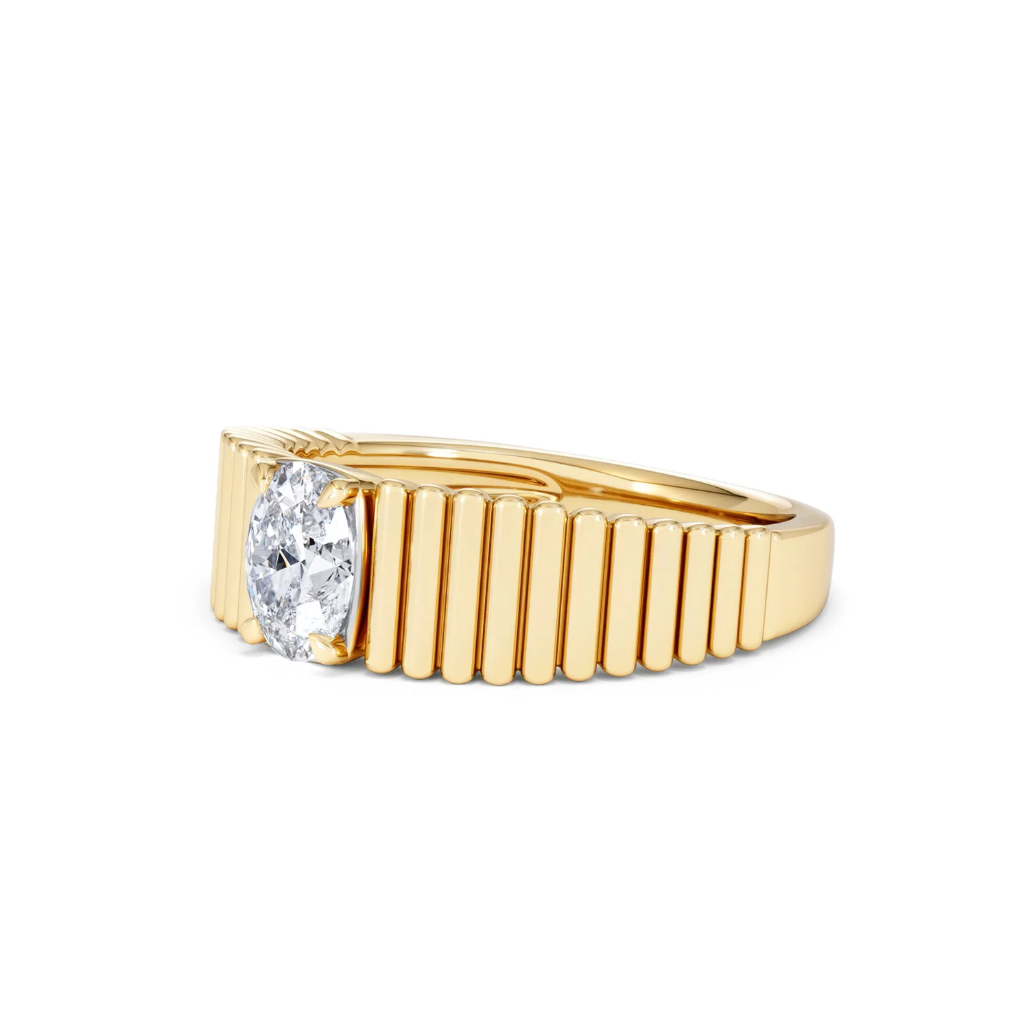 Flute 0.50ct Oval Cut Lab Grown Diamond Solitaire Ring 18K Yellow Gold - Image 79