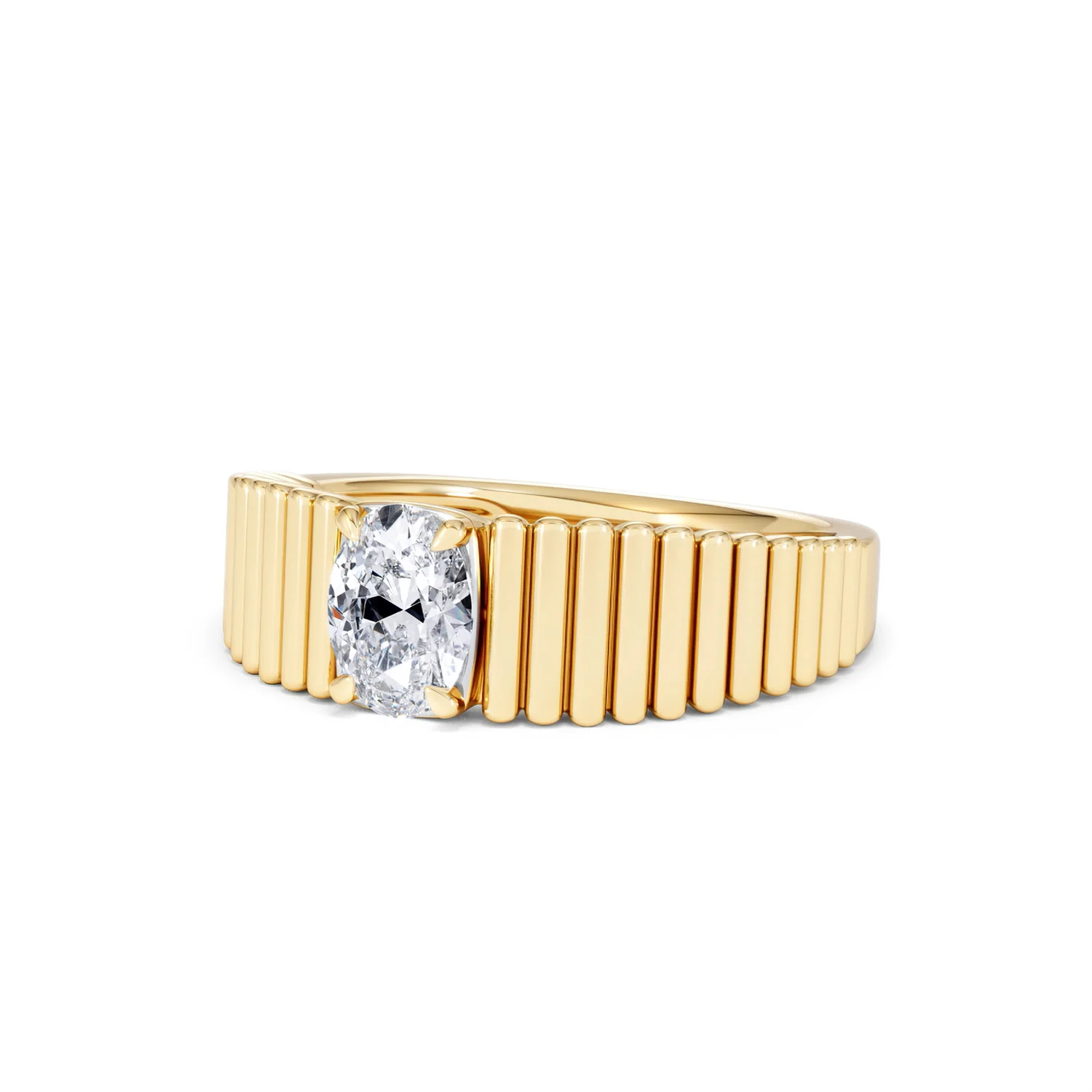 Flute 0.50ct Oval Cut Lab Grown Diamond Solitaire Ring 18K Yellow Gold - Image 83