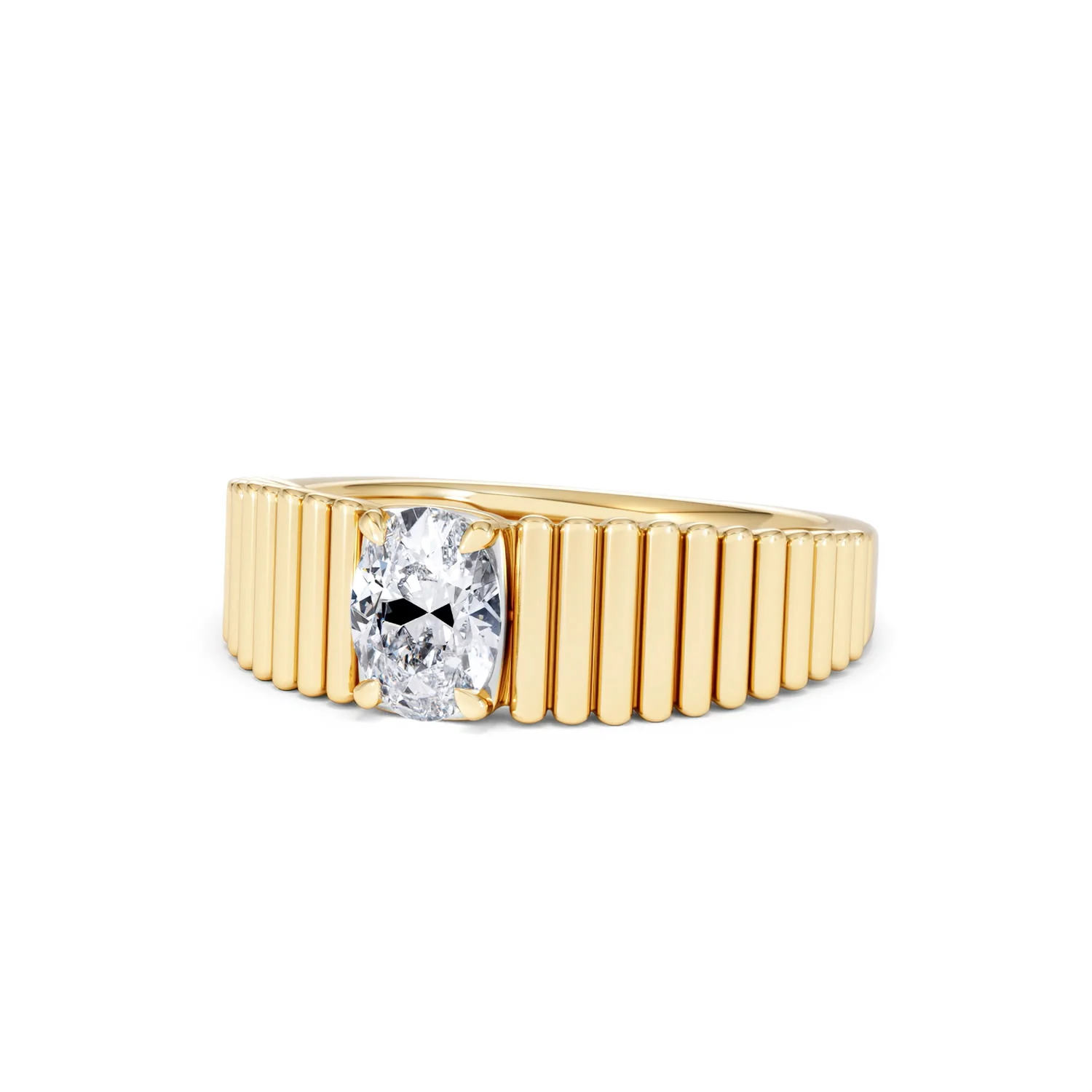 Flute 0.50ct Oval Cut Lab Grown Diamond Solitaire Ring 18K Yellow Gold - Image 84