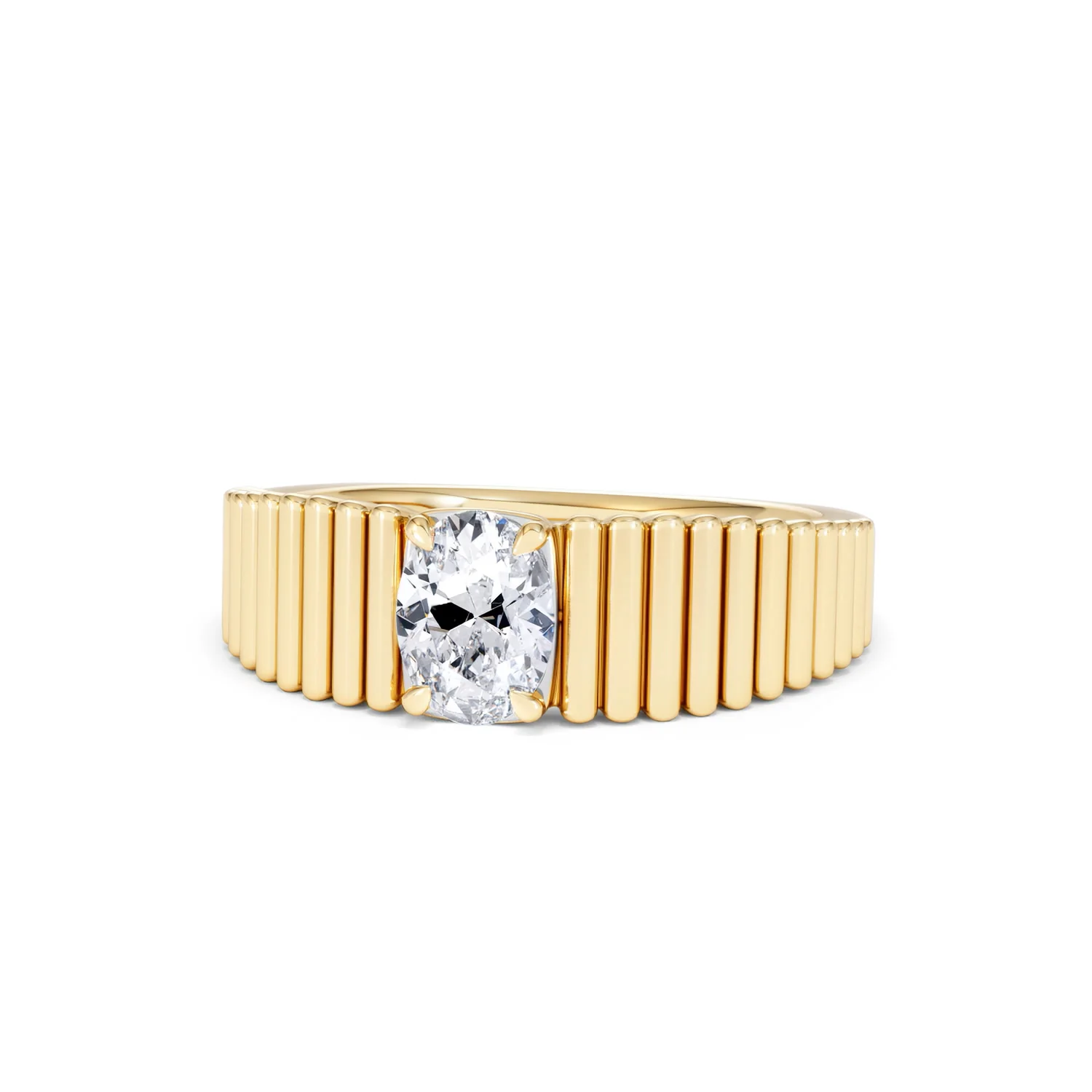 Flute 0.50ct Oval Cut Lab Grown Diamond Solitaire Ring 18K Yellow Gold - Image 86