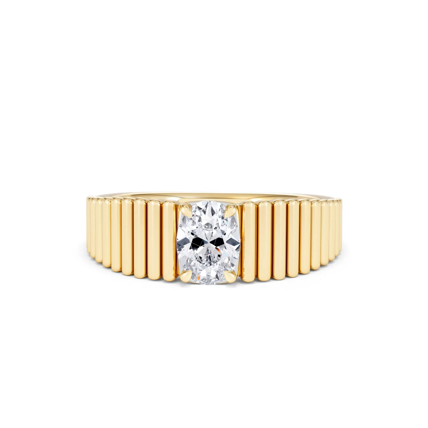 Flute 0.50ct Oval Cut Lab Grown Diamond Solitaire Ring 18K Yellow Gold - Image 88
