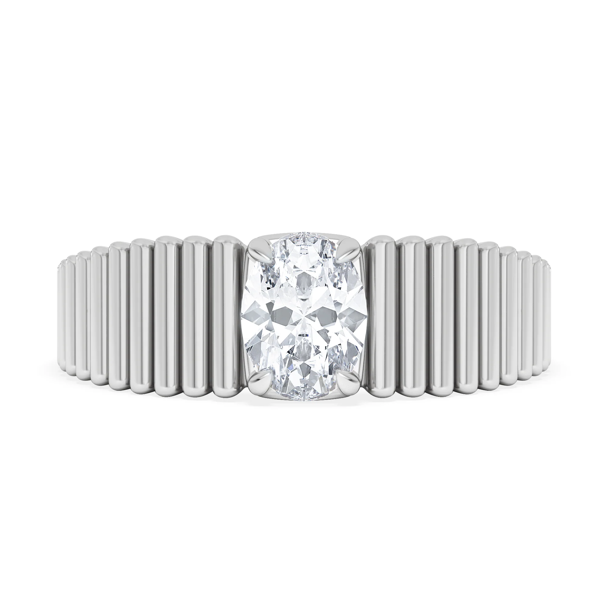 Flute 0.50ct Oval Cut Lab Grown Diamond Solitaire Ring in Platinum - Image 7