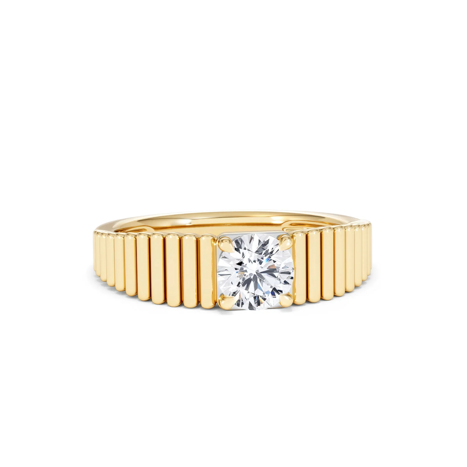 Flute 0.50ct Round Cut Lab Grown Diamond Solitaire Ring 18K Yellow Gold - Image 11