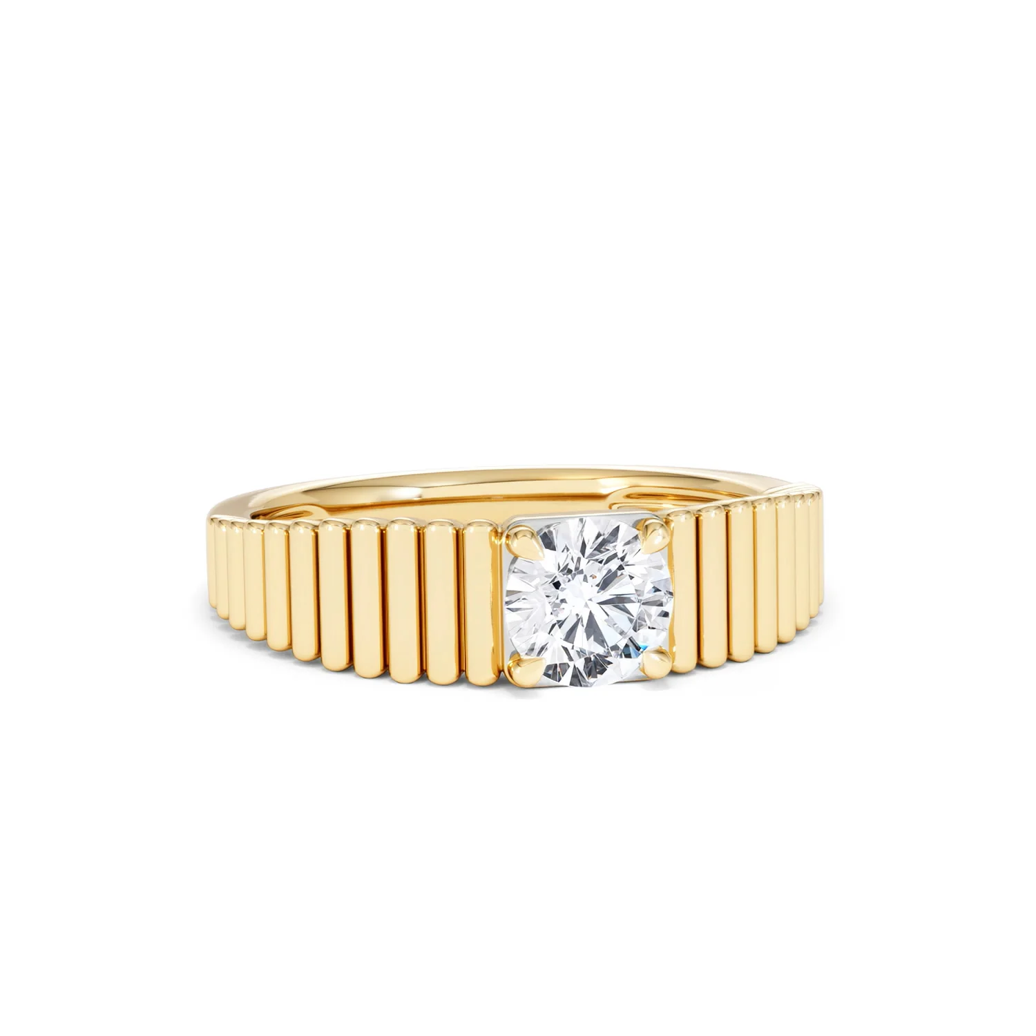 Flute 0.50ct Round Cut Lab Grown Diamond Solitaire Ring 18K Yellow Gold - Image 12
