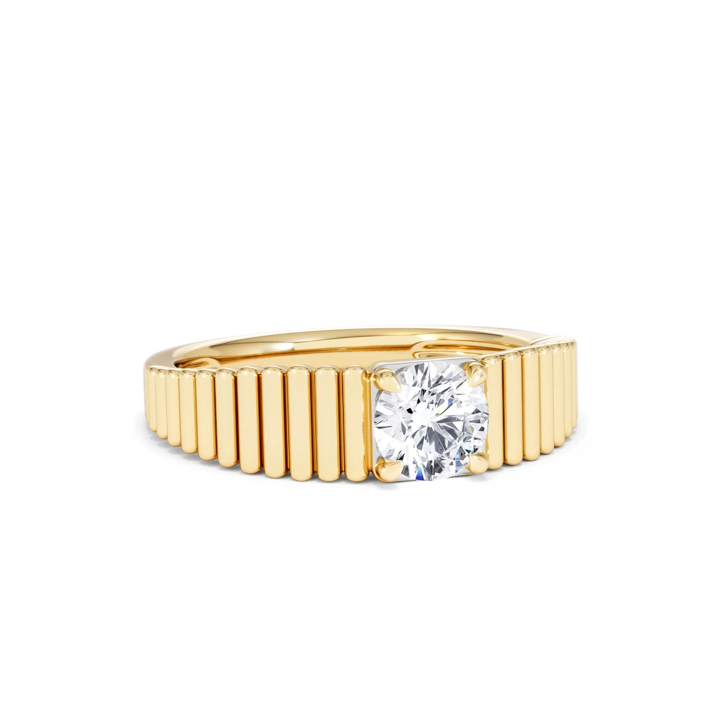 Flute 0.50ct Round Cut Lab Grown Diamond Solitaire Ring 18K Yellow Gold - Image 13