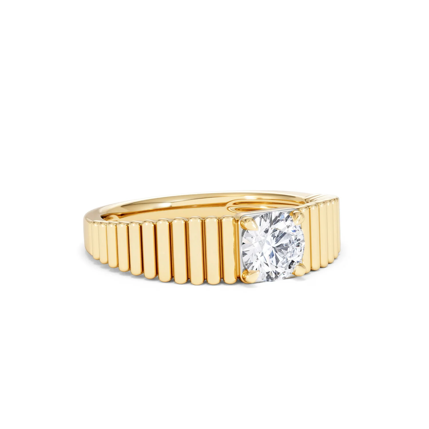 Flute 0.50ct Round Cut Lab Grown Diamond Solitaire Ring 18K Yellow Gold - Image 15