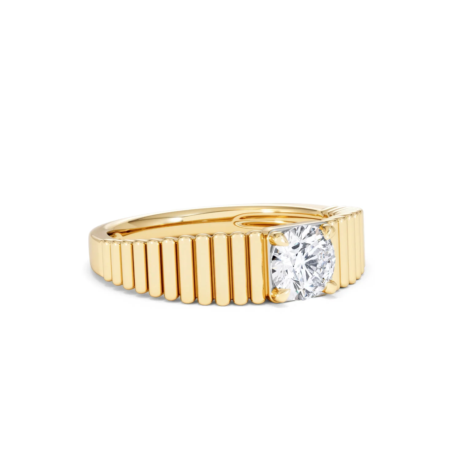 Flute 0.50ct Round Cut Lab Grown Diamond Solitaire Ring 18K Yellow Gold - Image 16