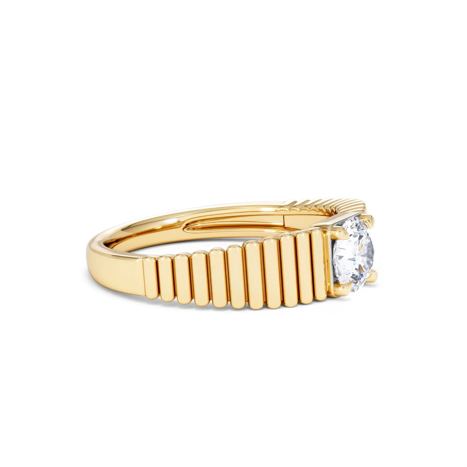 Flute 0.50ct Round Cut Lab Grown Diamond Solitaire Ring 18K Yellow Gold - Image 22