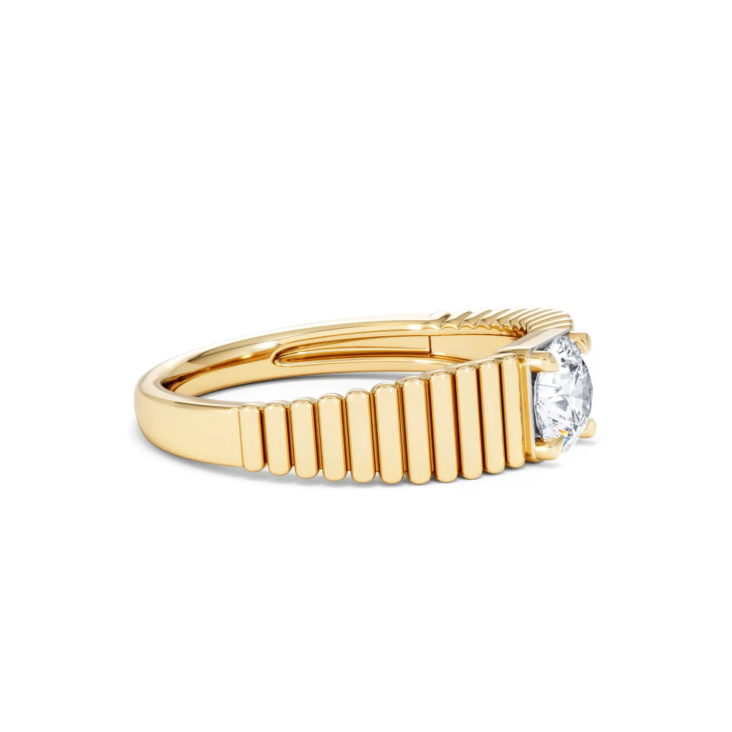Flute 0.50ct Round Cut Lab Grown Diamond Solitaire Ring 18K Yellow Gold - Image 23