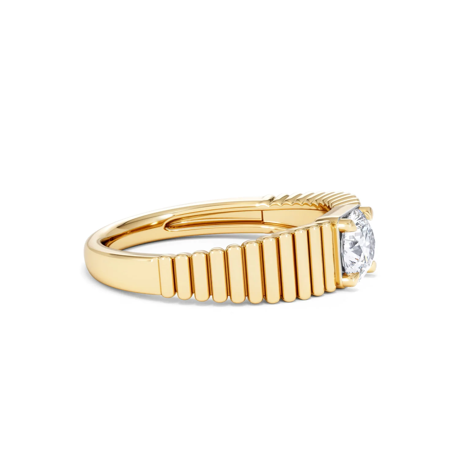 Flute 0.50ct Round Cut Lab Grown Diamond Solitaire Ring 18K Yellow Gold - Image 24