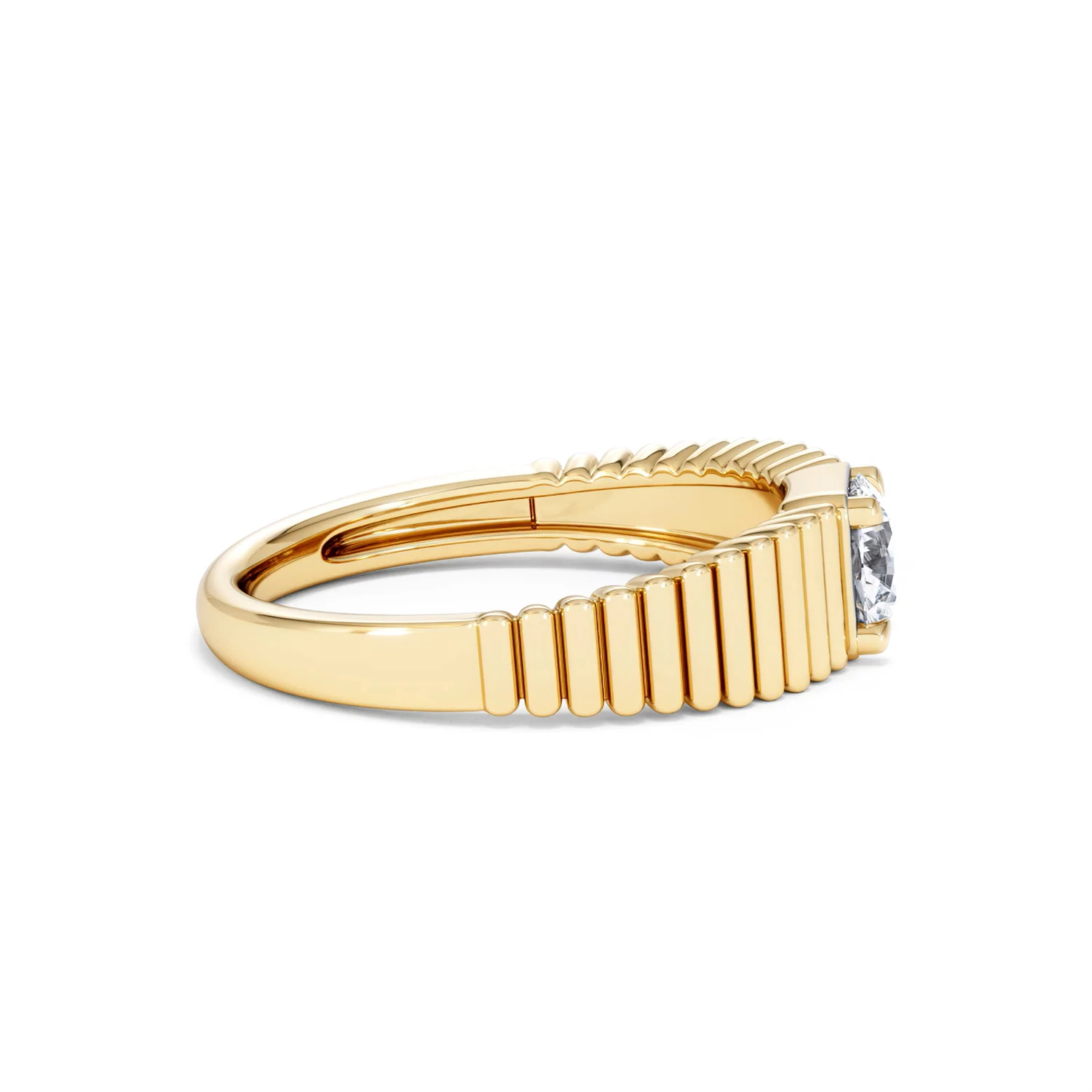 Flute 0.50ct Round Cut Lab Grown Diamond Solitaire Ring 18K Yellow Gold - Image 28