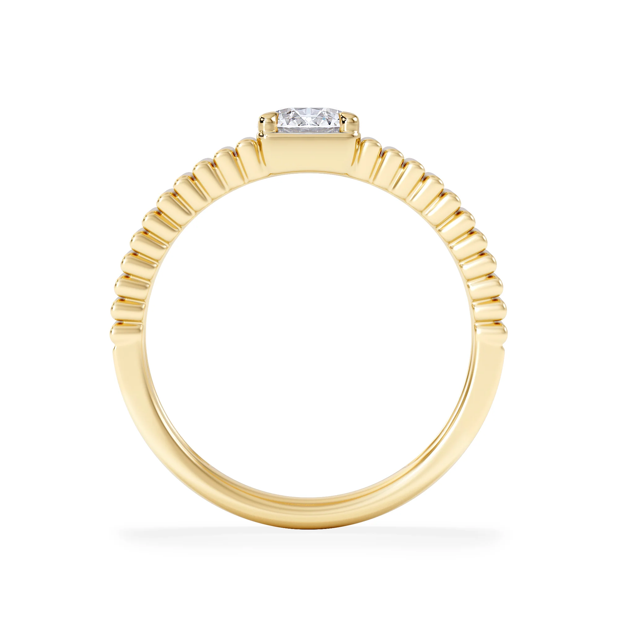 Flute 0.50ct Round Cut Lab Grown Diamond Solitaire Ring 18K Yellow Gold - Image 3