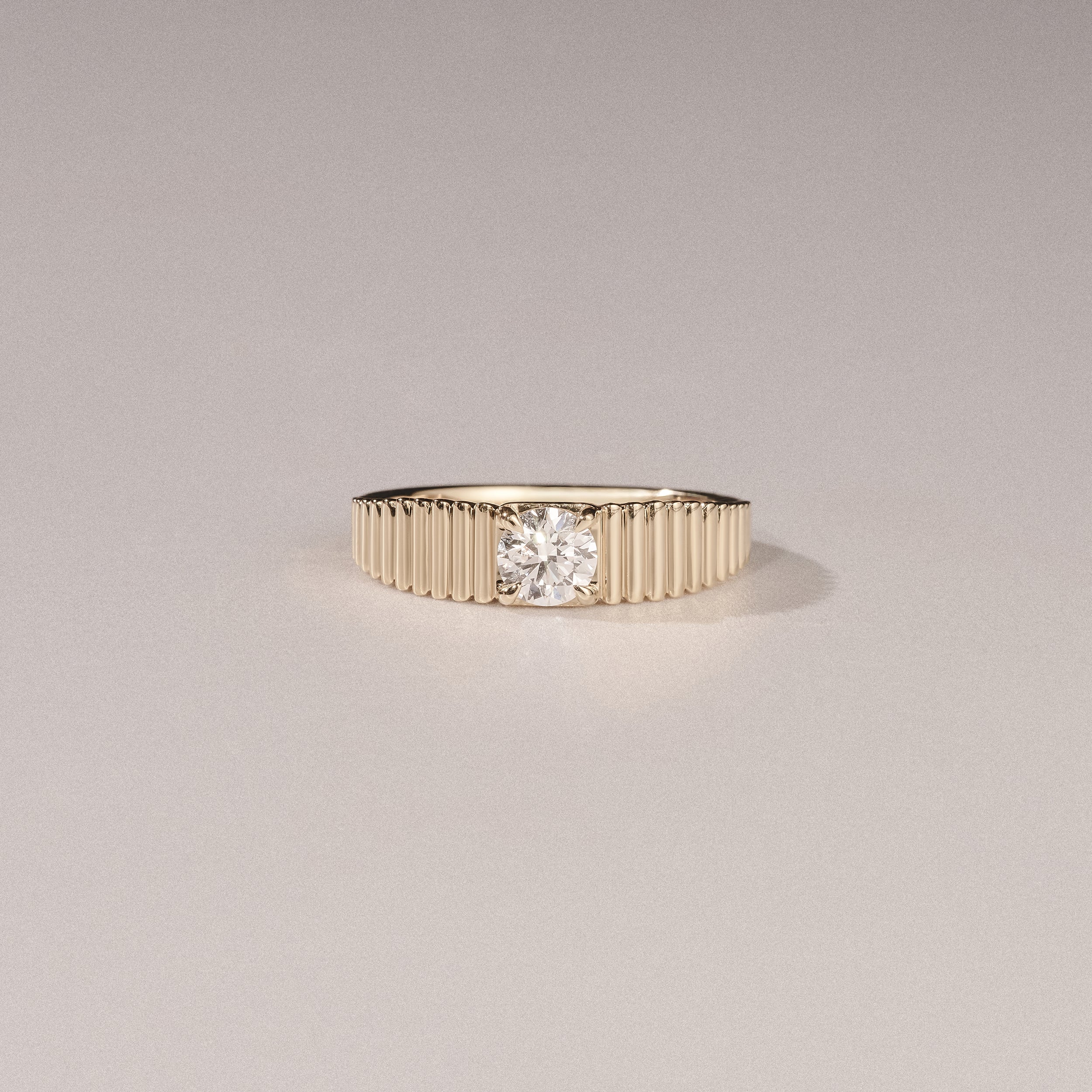 Flute 0.50ct Round Cut Lab Grown Diamond Solitaire Ring 18K Yellow Gold - Image 6