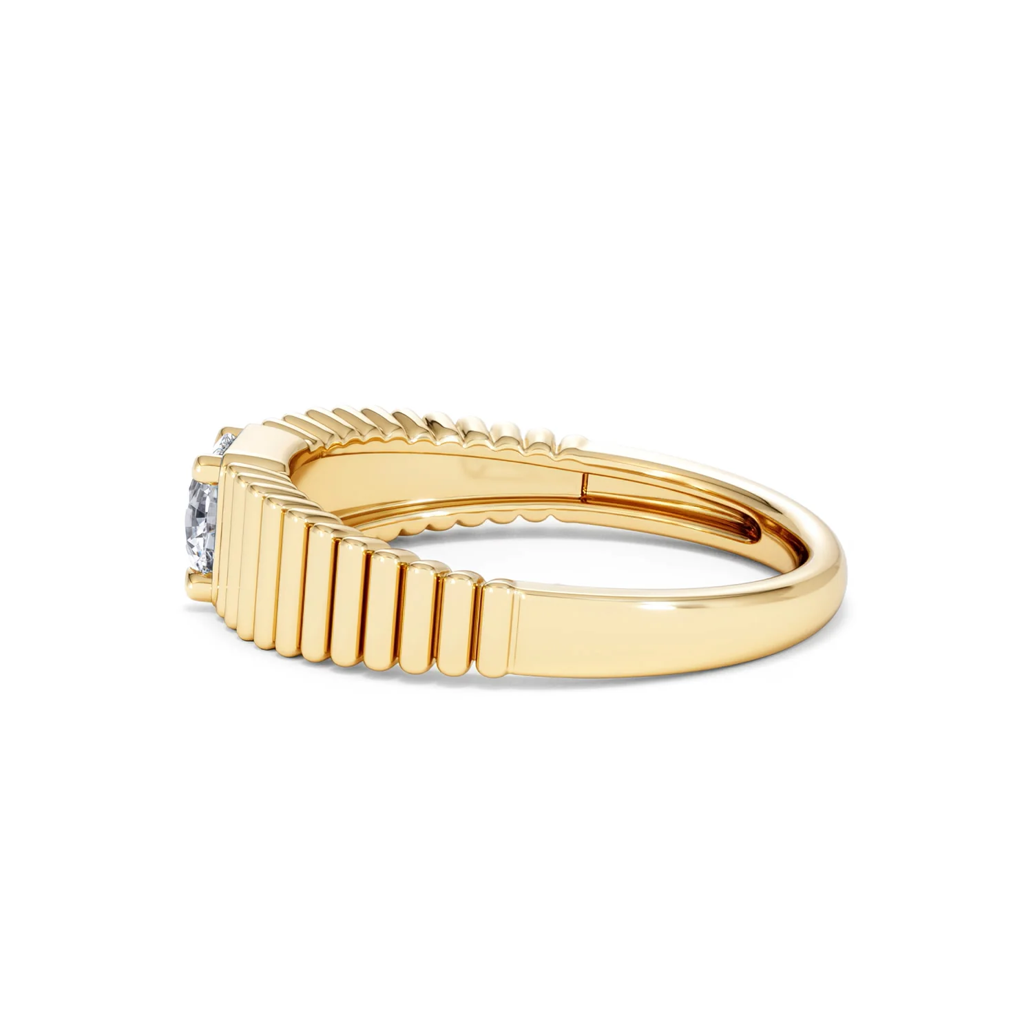 Flute 0.50ct Round Cut Lab Grown Diamond Solitaire Ring 18K Yellow Gold - Image 67
