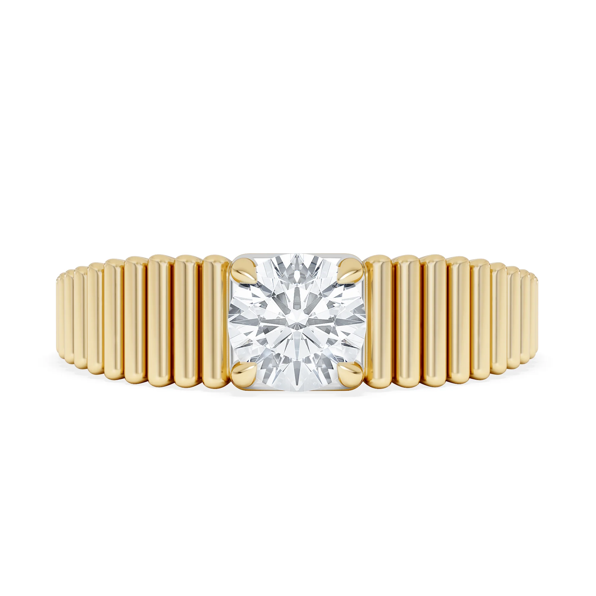 Flute 0.50ct Round Cut Lab Grown Diamond Solitaire Ring 18K Yellow Gold - Image 7